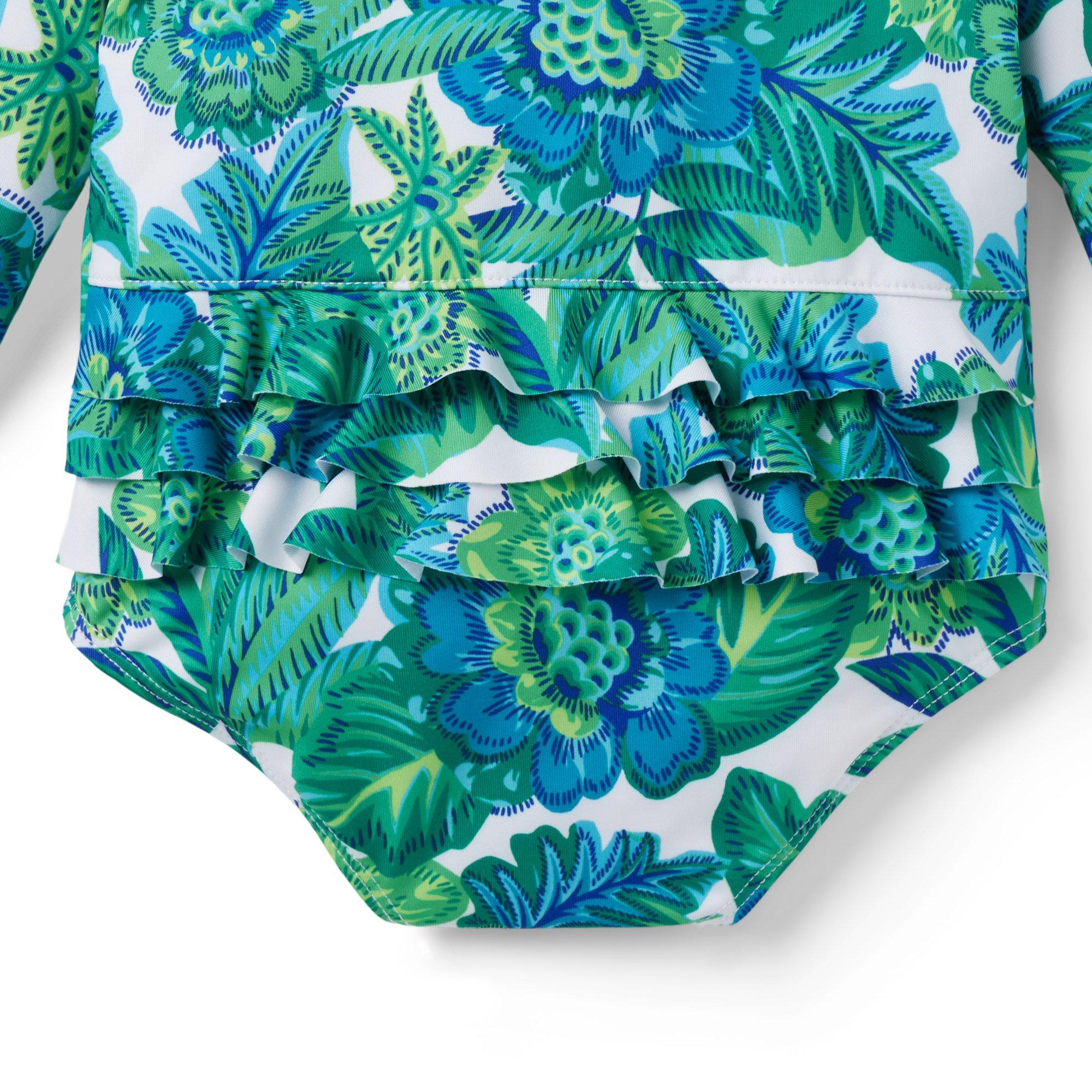 Baby Tropical Floral Recycled Rash Guard Swimsuit image number 2