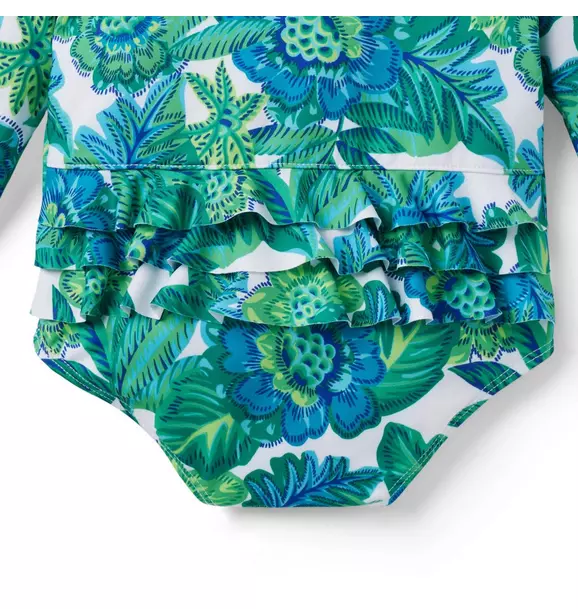 Baby Tropical Floral Recycled Rash Guard Swimsuit image number 2