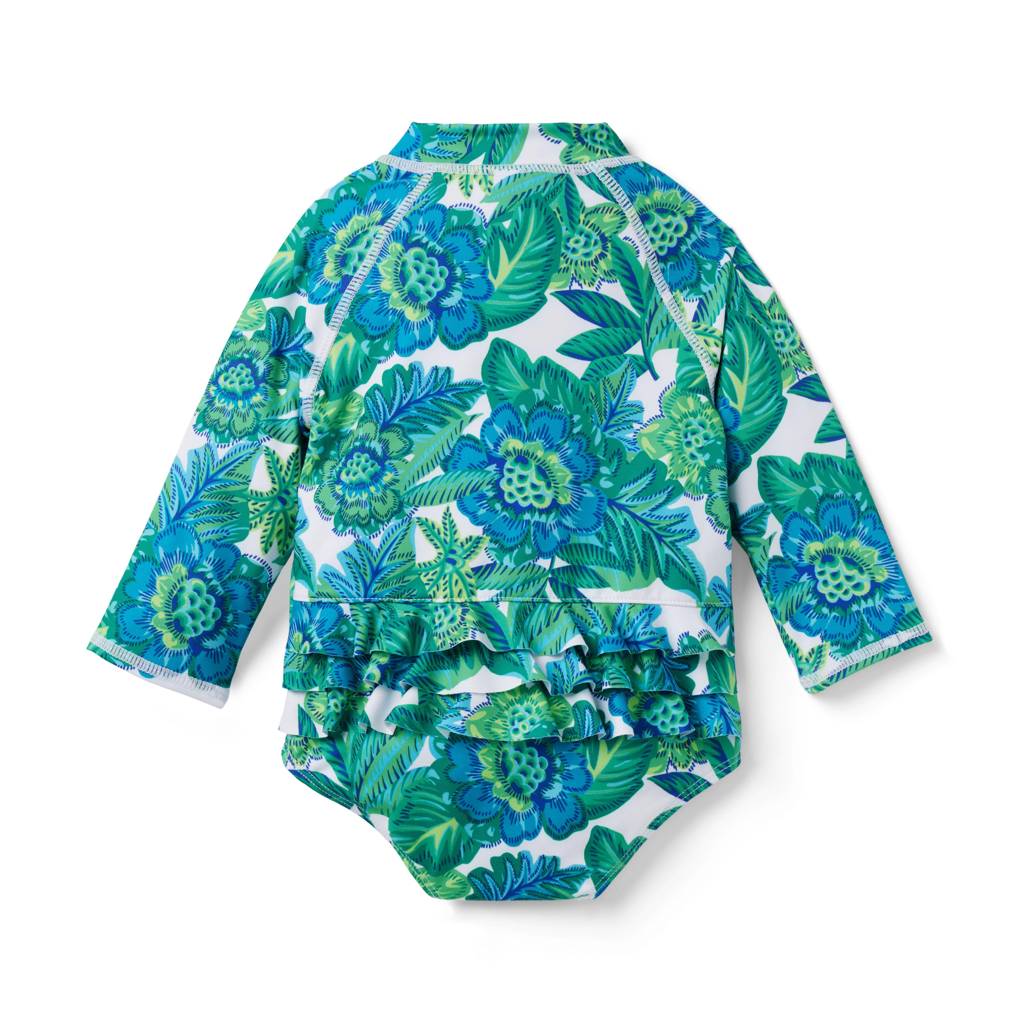 Baby Tropical Floral Recycled Rash Guard Swimsuit image number 1