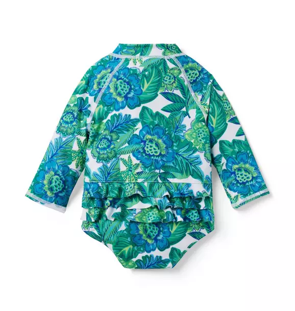 Baby Tropical Floral Recycled Rash Guard Swimsuit image number 1