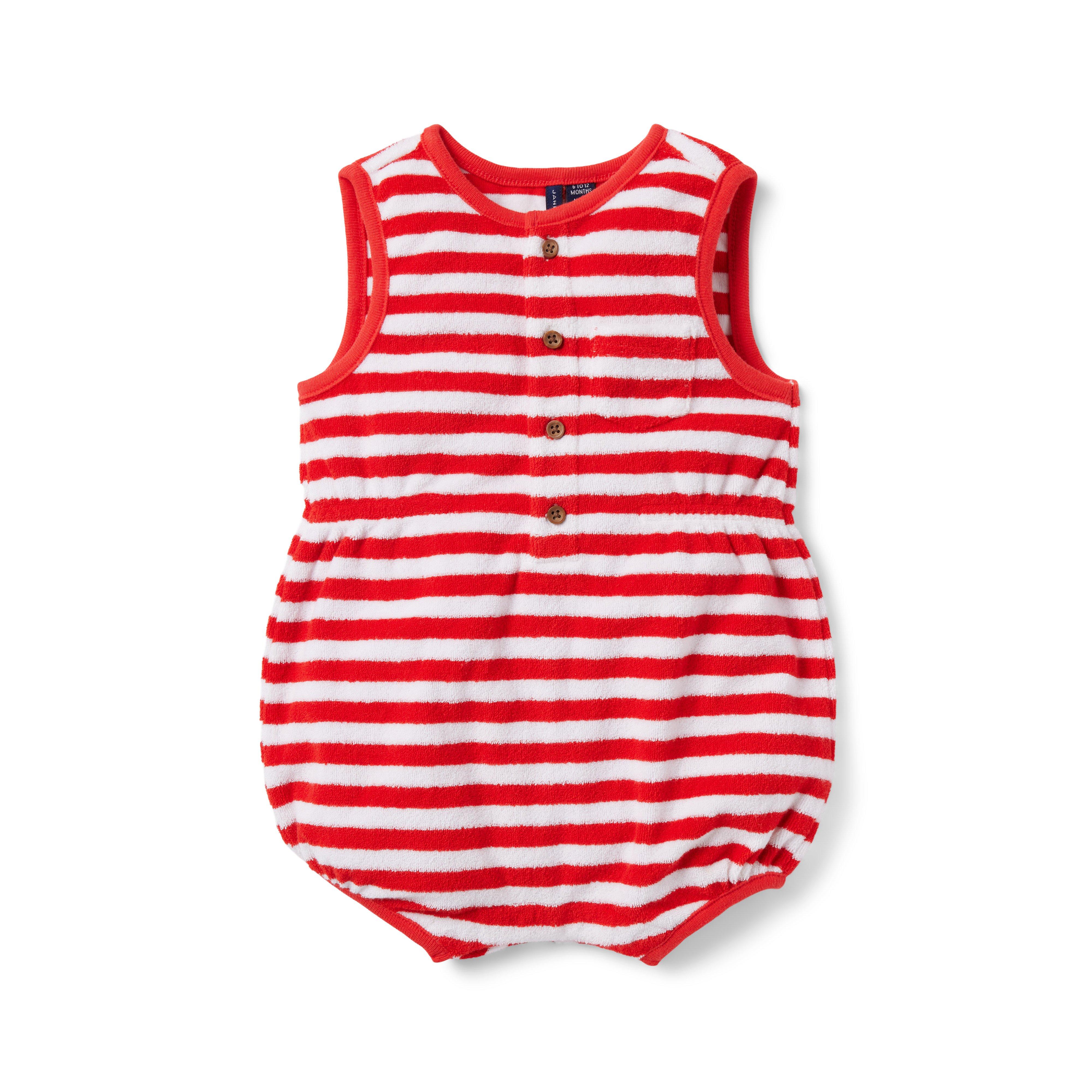 Baby Striped Terry Romper image number 0