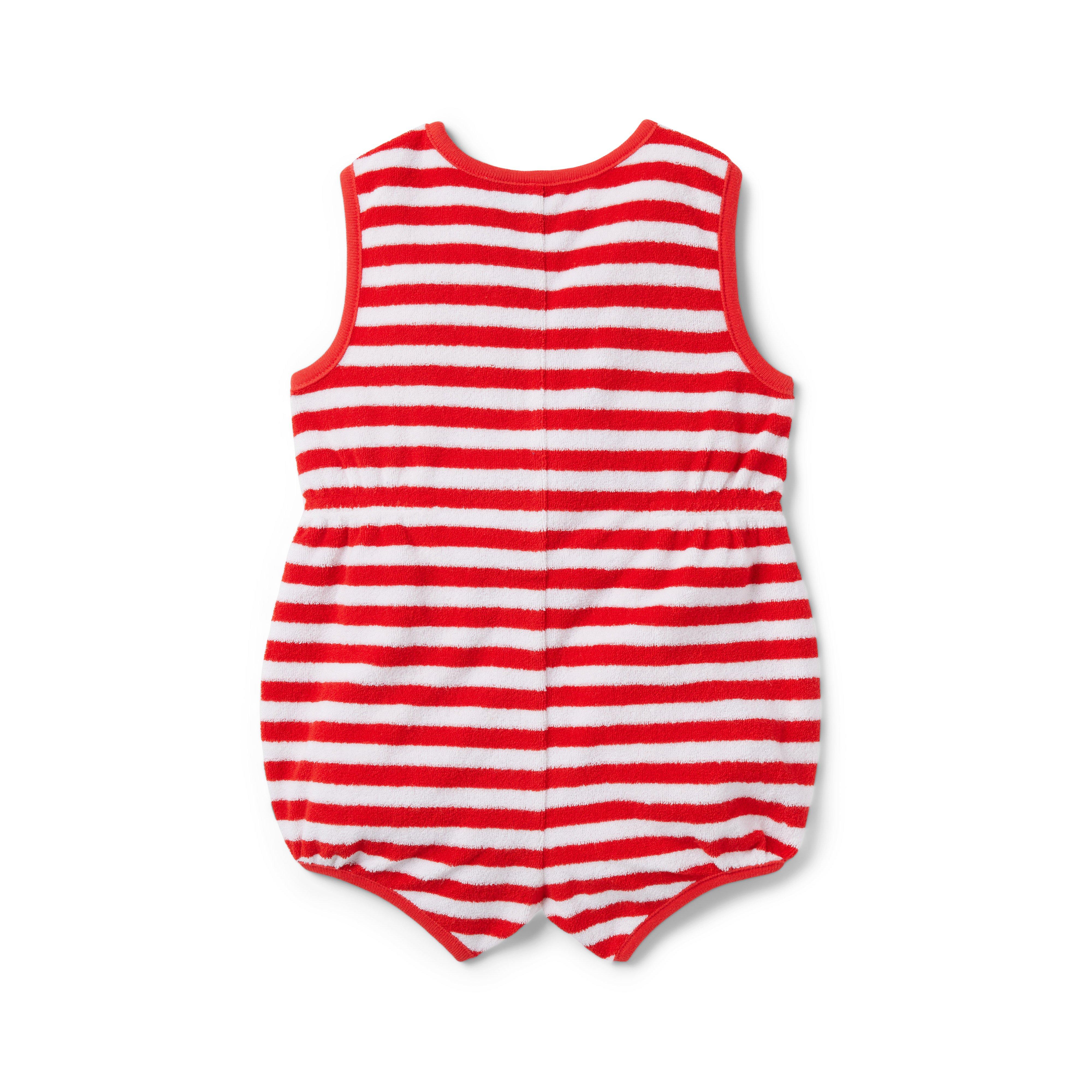 Baby Striped Terry Romper image number 1