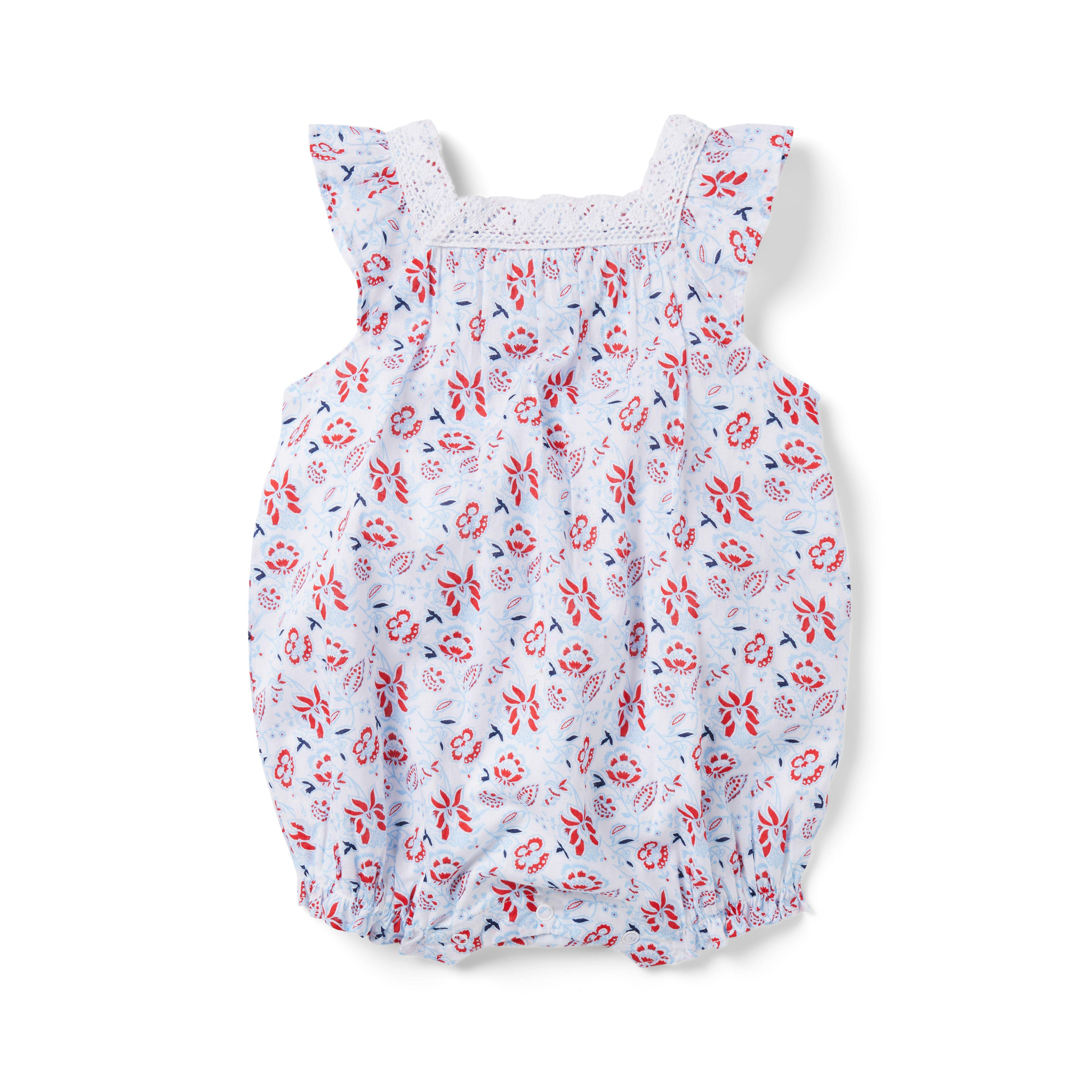 Baby Floral Crochet Trim Romper image number 0