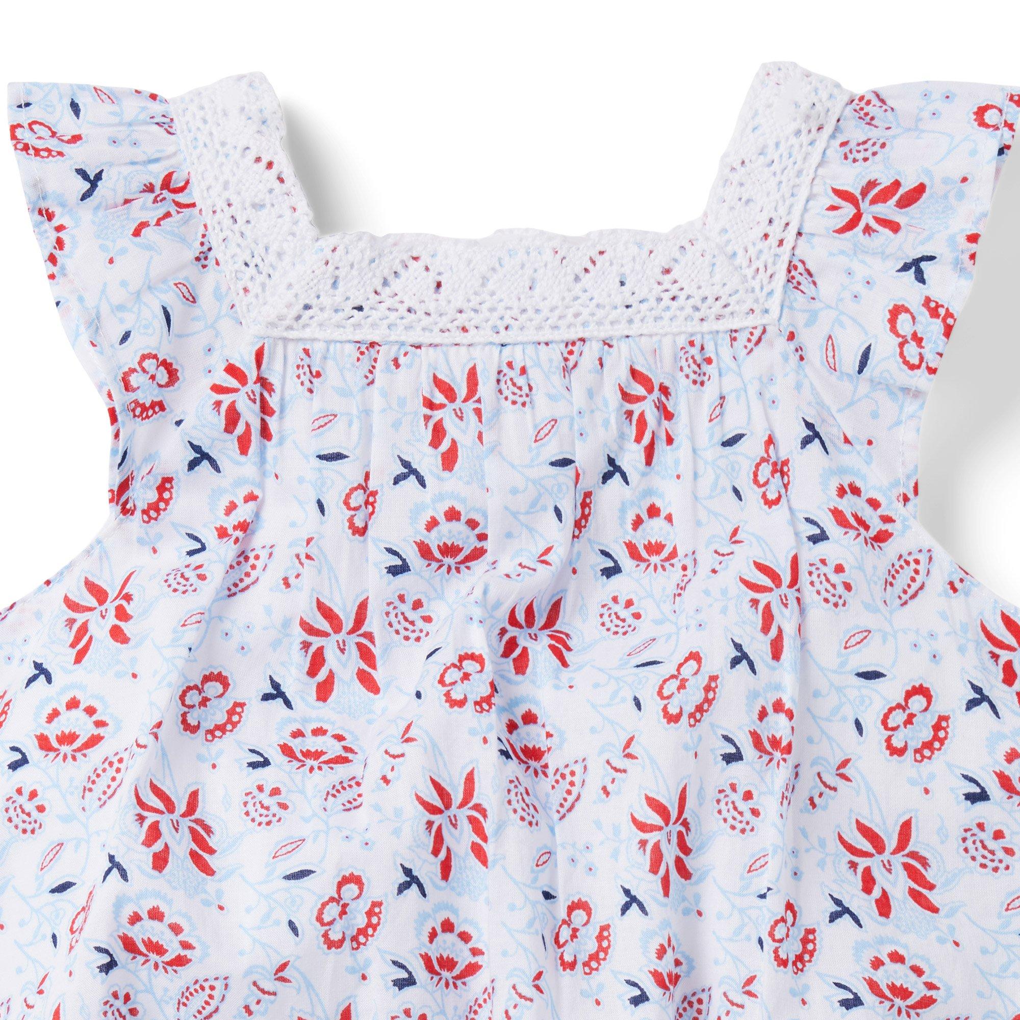 Baby Floral Crochet Trim Romper image number 2