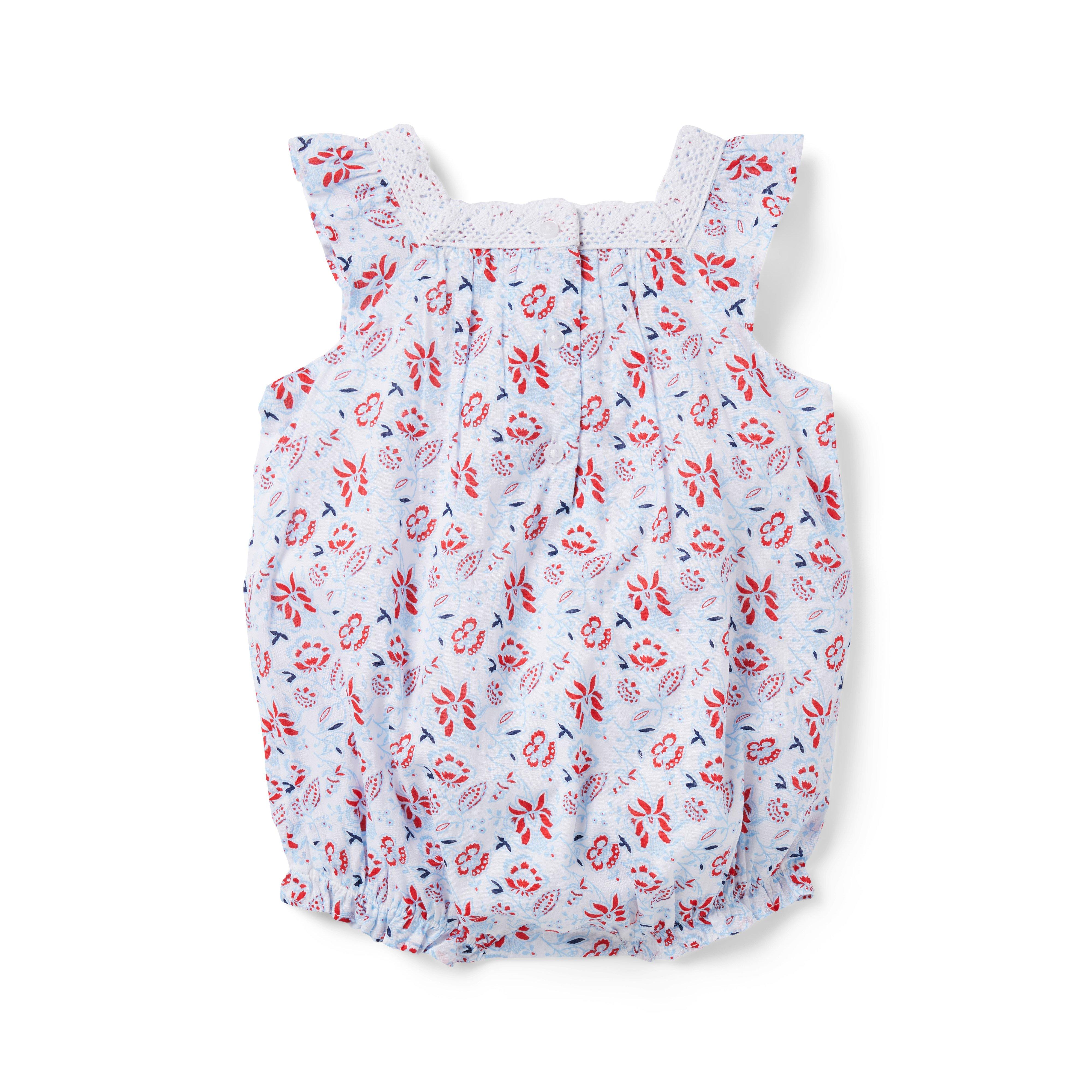 Baby Floral Crochet Trim Romper image number 1