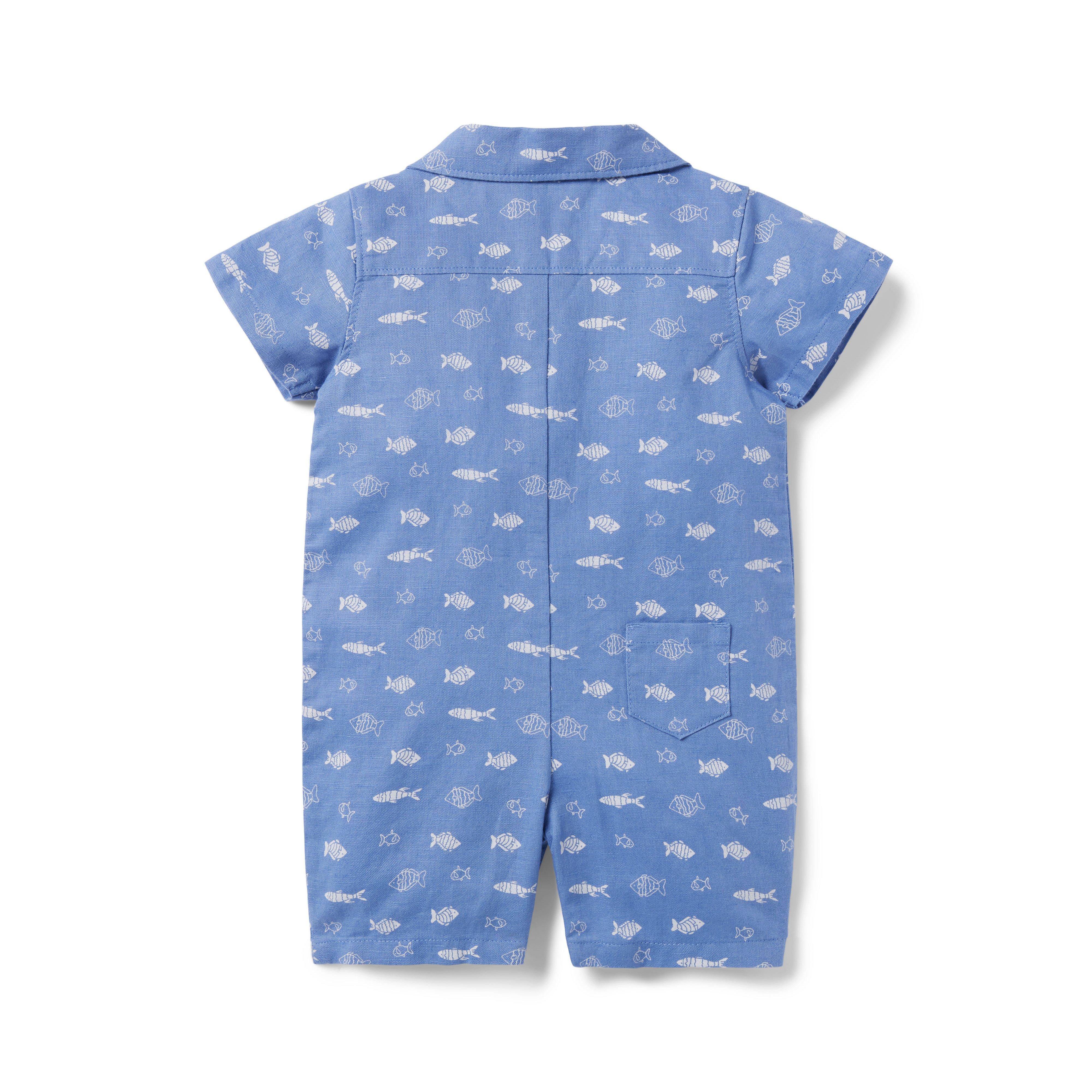 Baby Fish Collared Linen Romper image number 1
