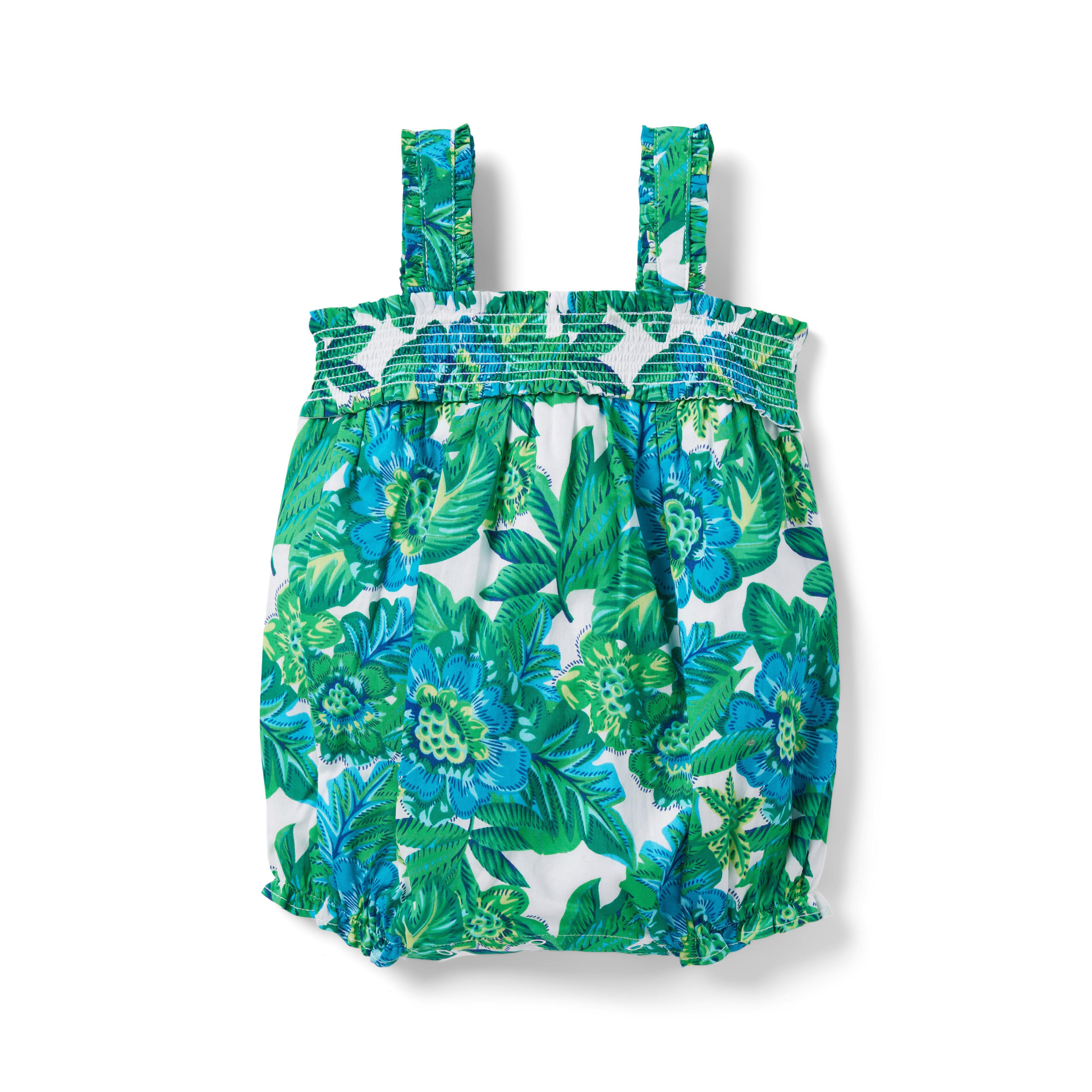 Baby Tropical Floral Smocked Romper image number 0