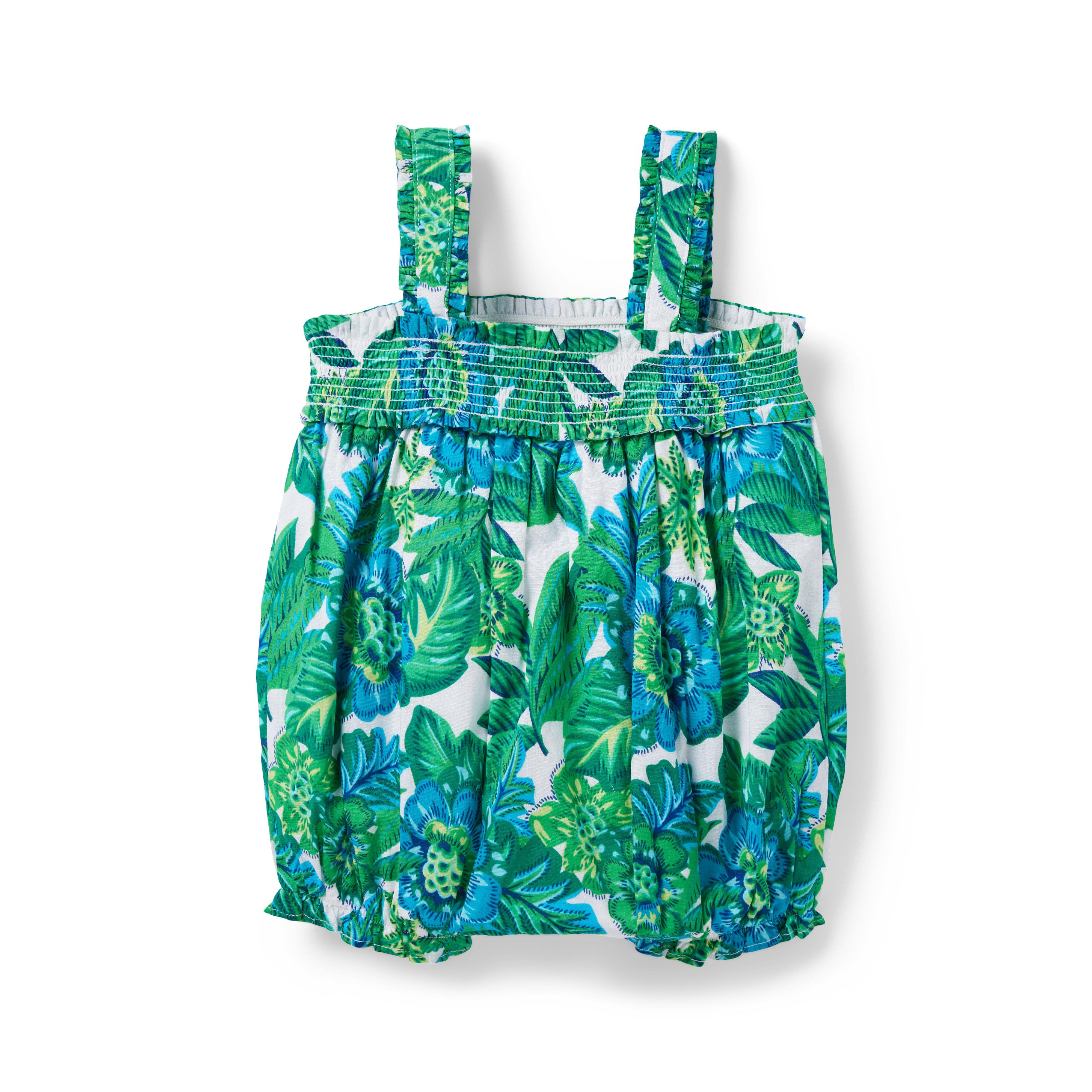 Baby Tropical Floral Smocked Romper image number 1