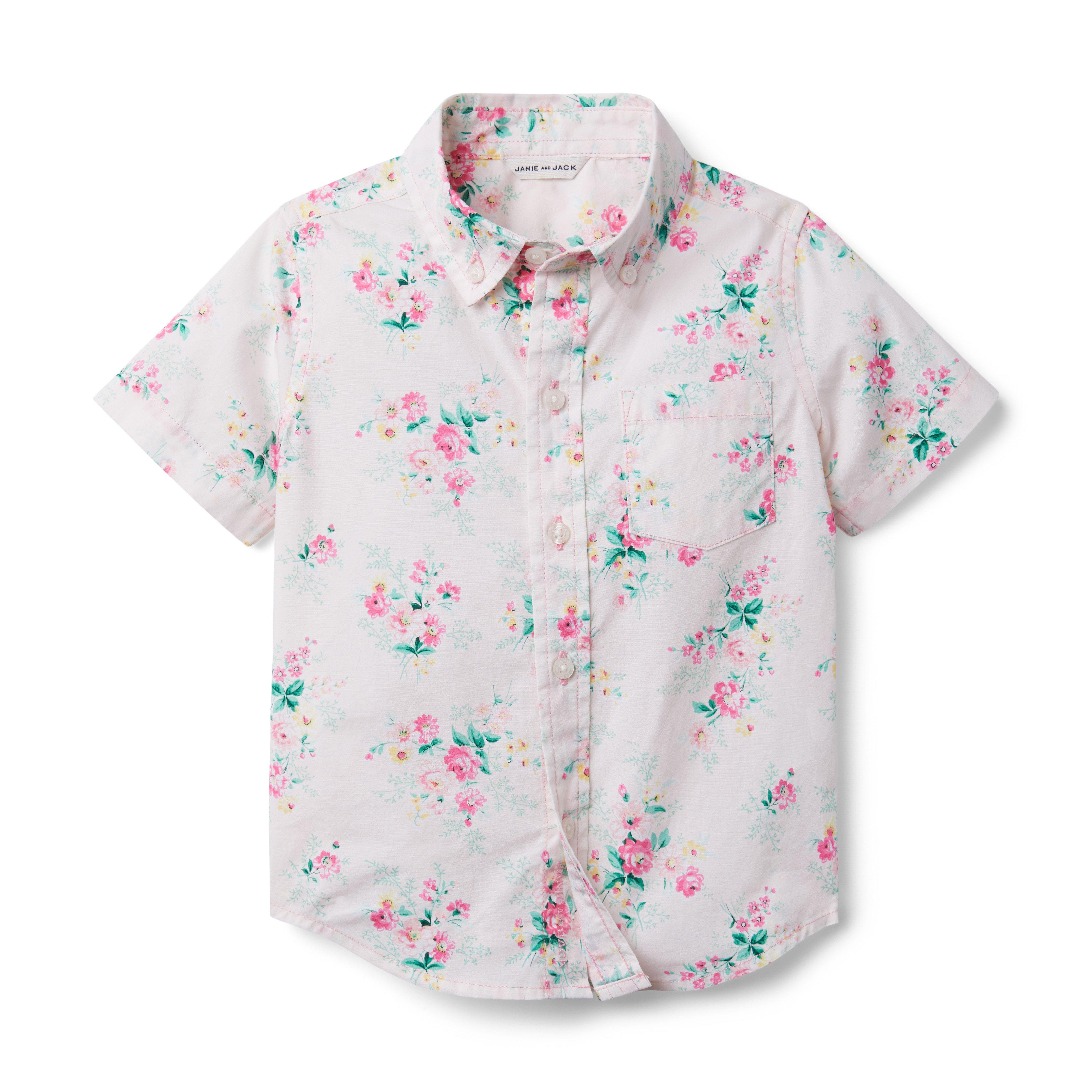 Boy Petal Pink Floral Floral Poplin Shirt by Janie and Jack