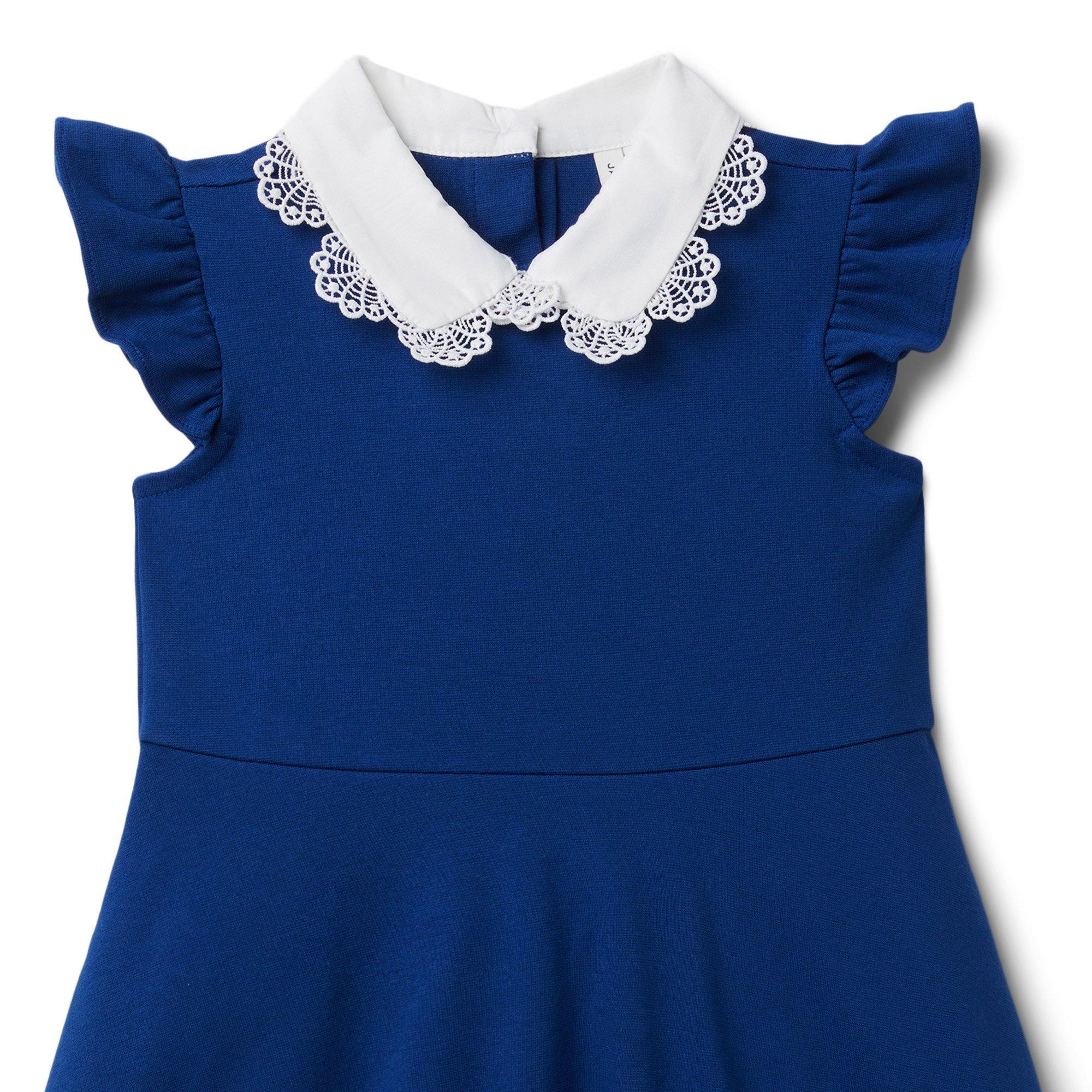 Girl Miles Blue Scalloped Collar Ponte Dress by Janie and Jack