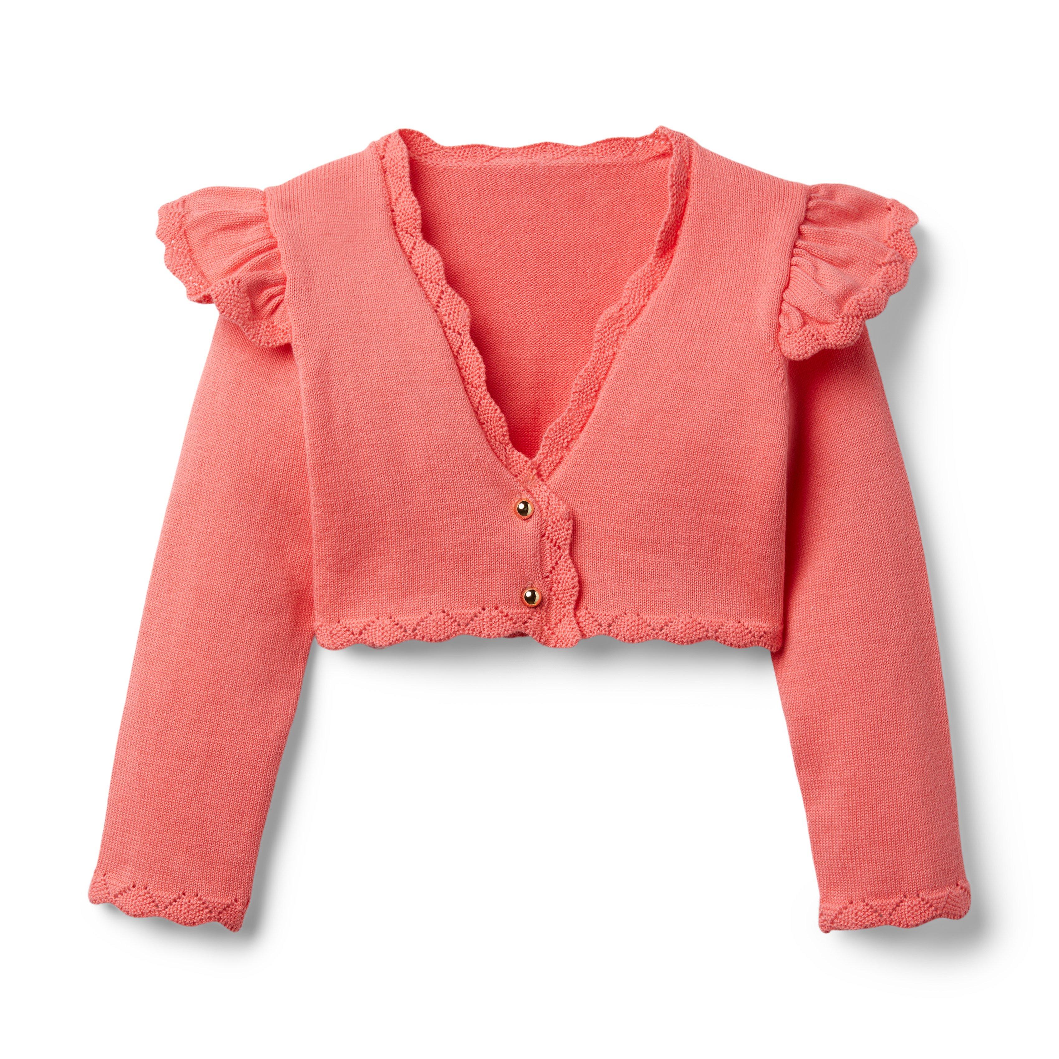 Cropped Ruffle Shoulder Cardigan image number 0