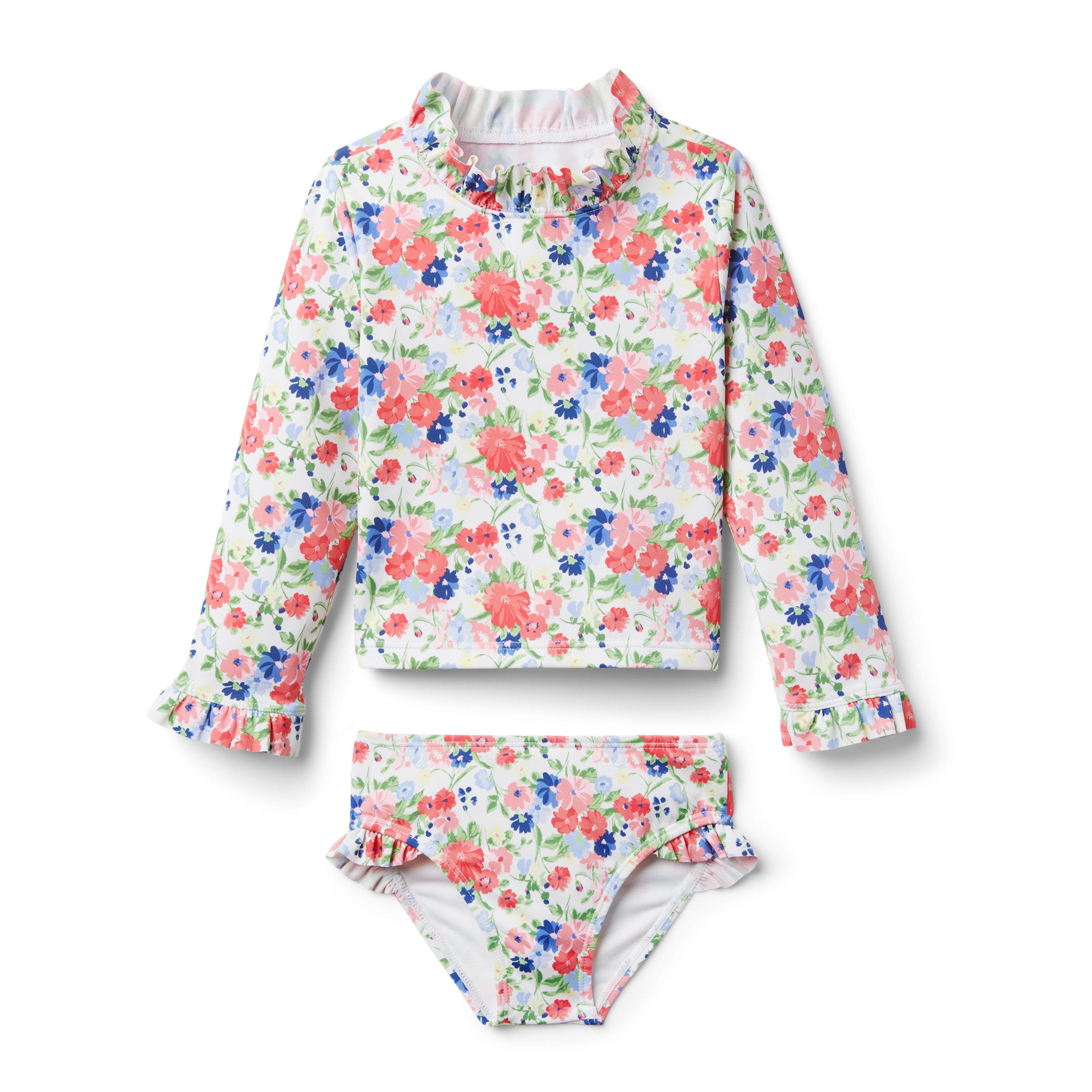 Floral Ruffle Rash Guard Set image number 0