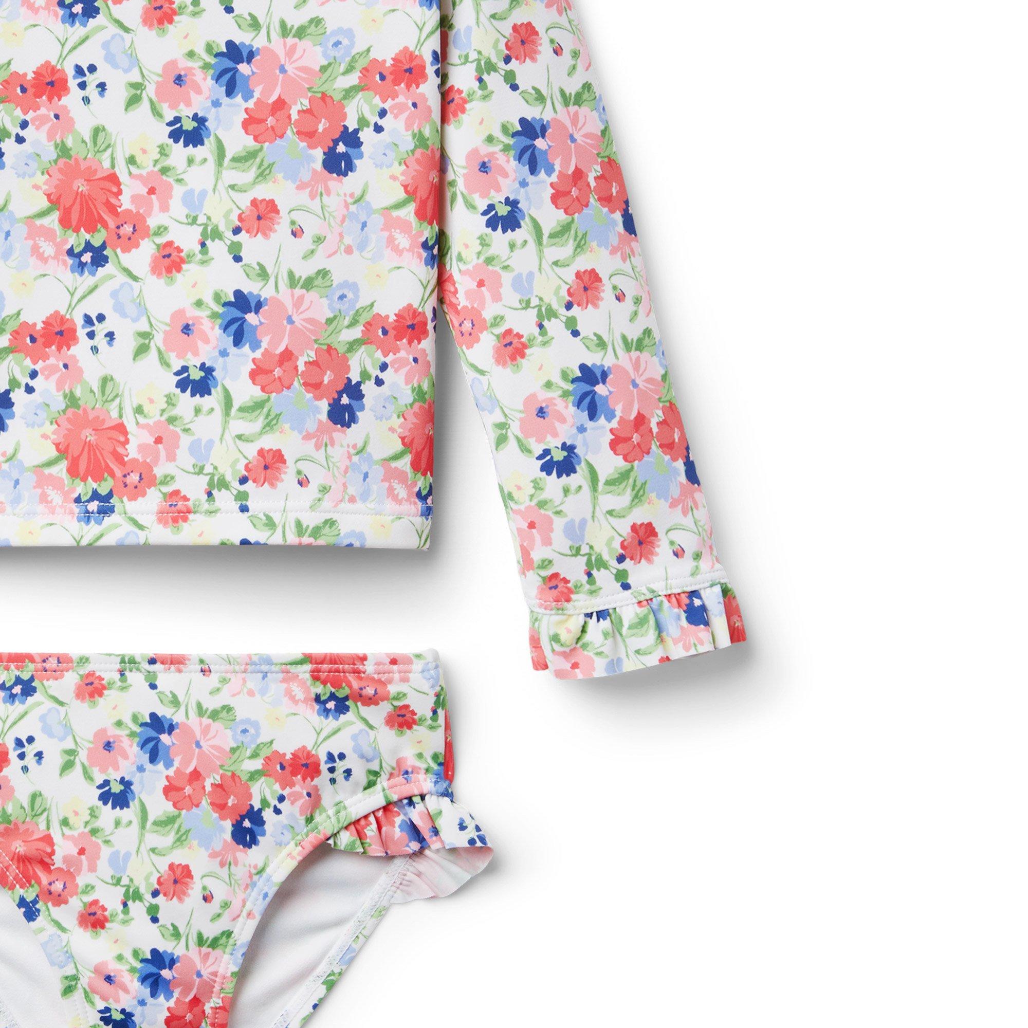 Floral Ruffle Rash Guard Set image number 2