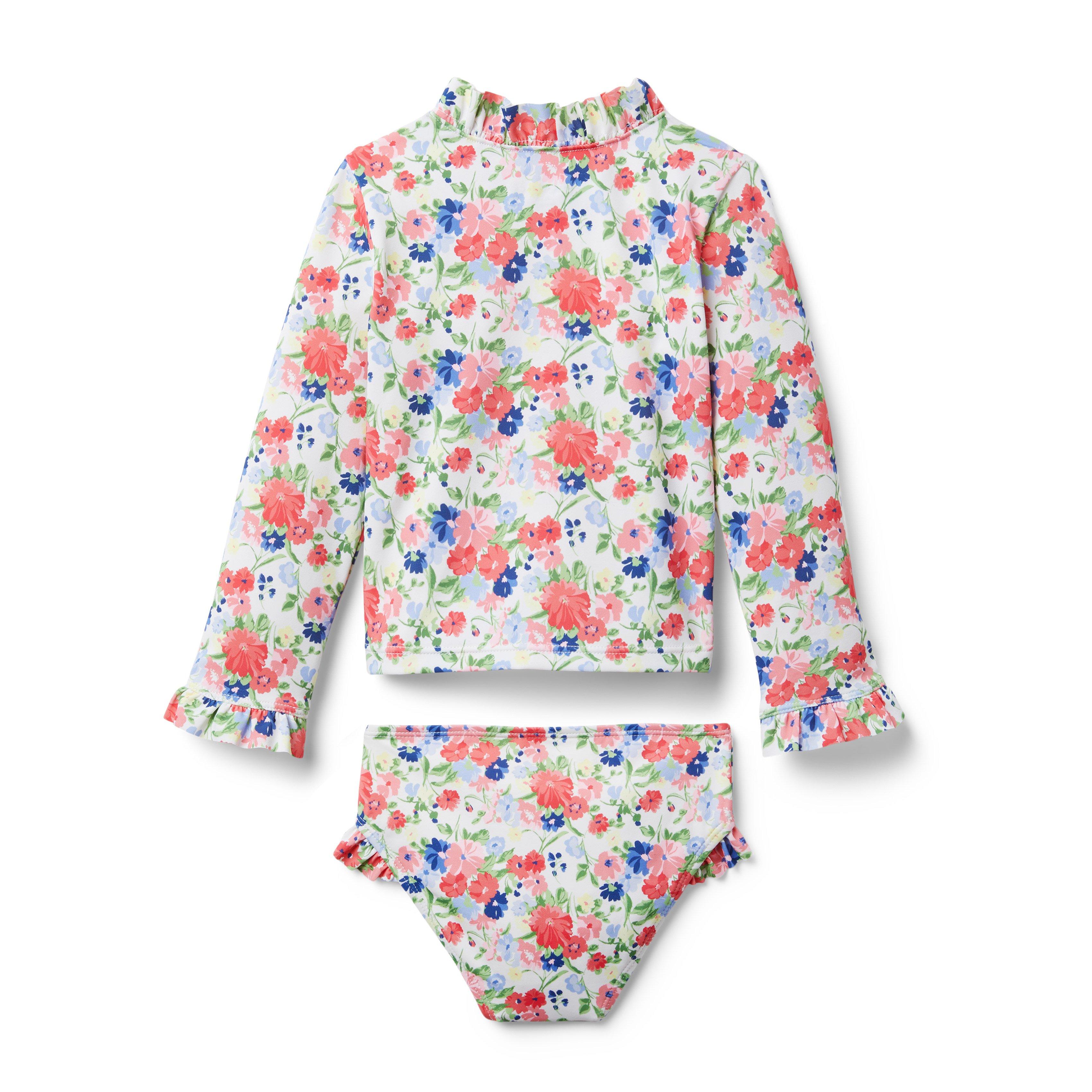 Floral Ruffle Rash Guard Set image number 1