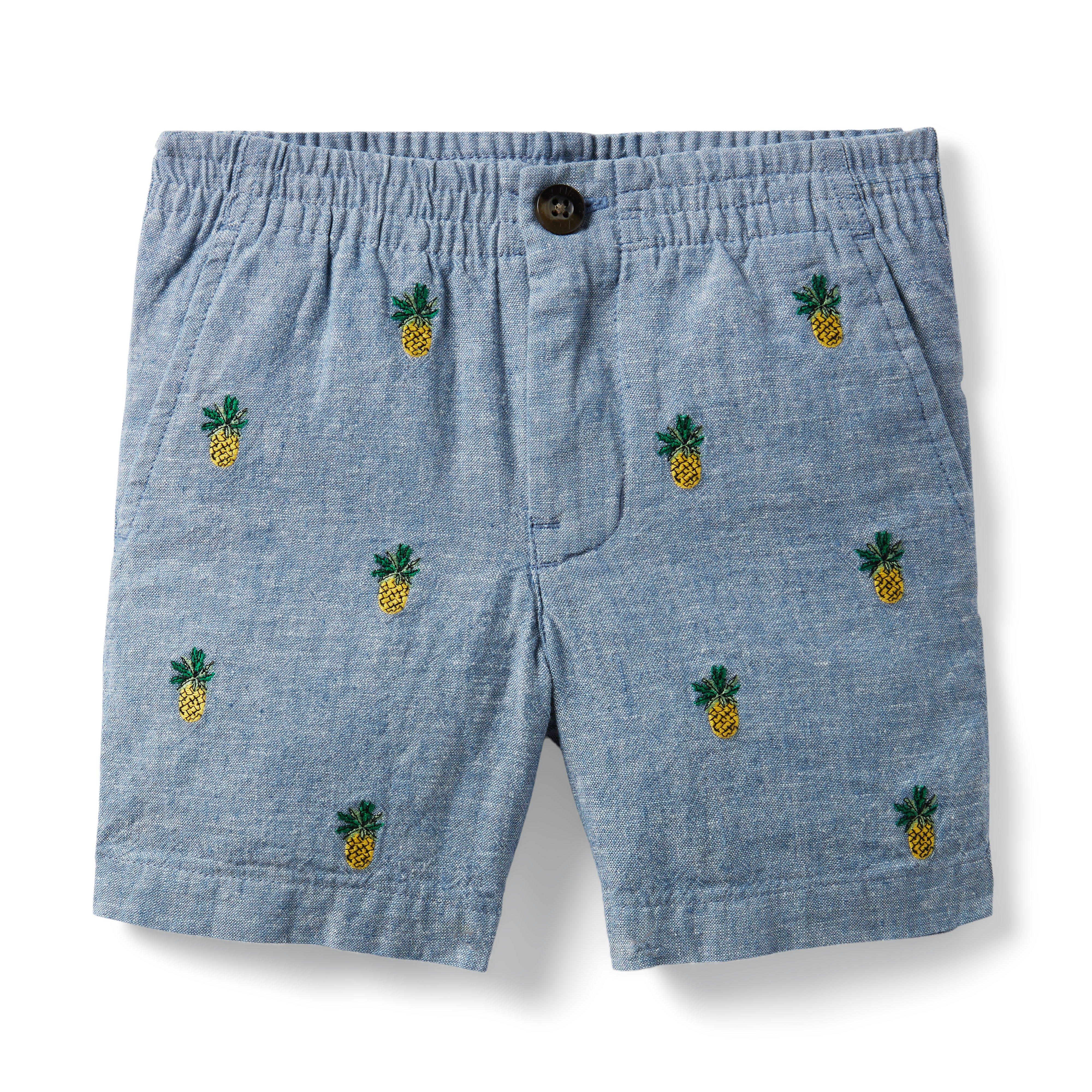 Embroidered Pineapple Linen Short image number 0