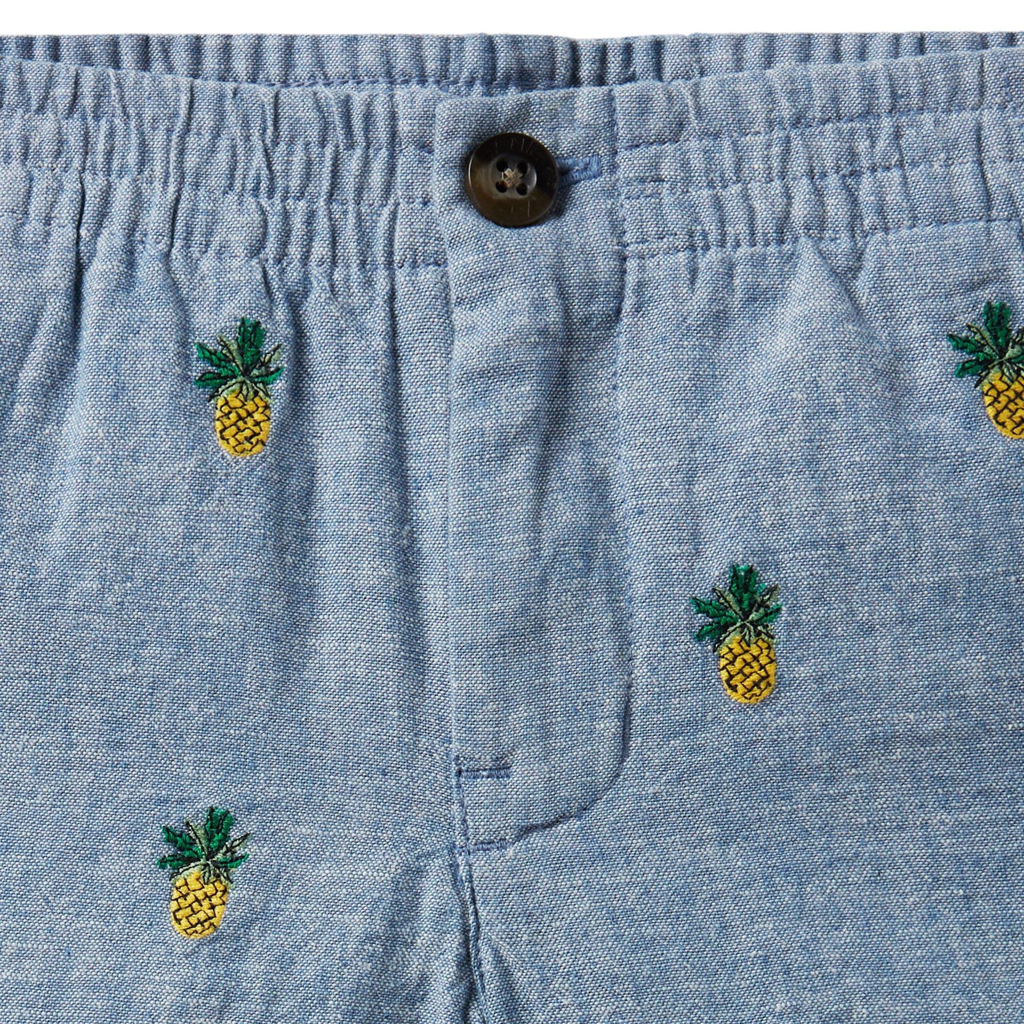 Embroidered Pineapple Linen Short image number 2