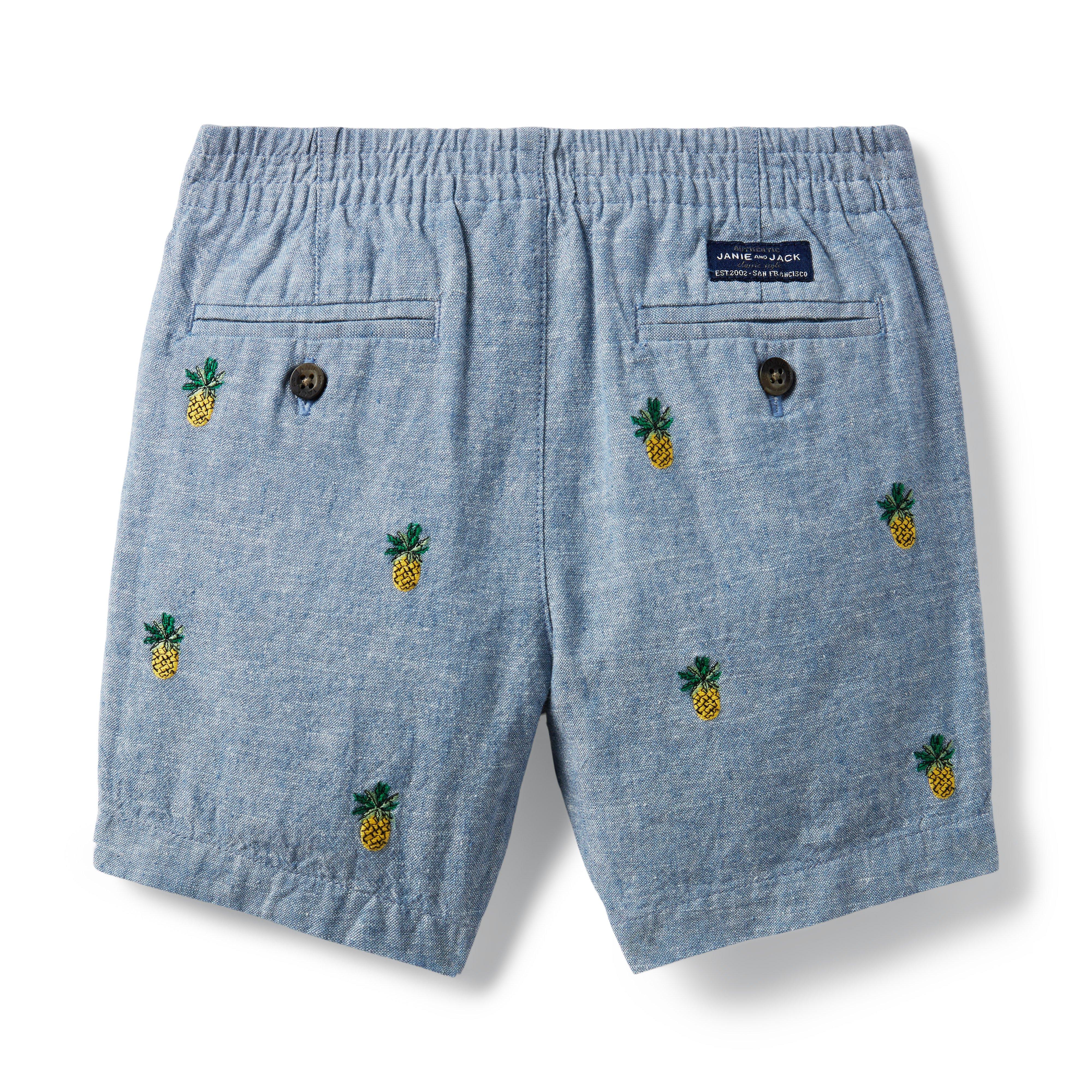 Embroidered Pineapple Linen Short image number 1