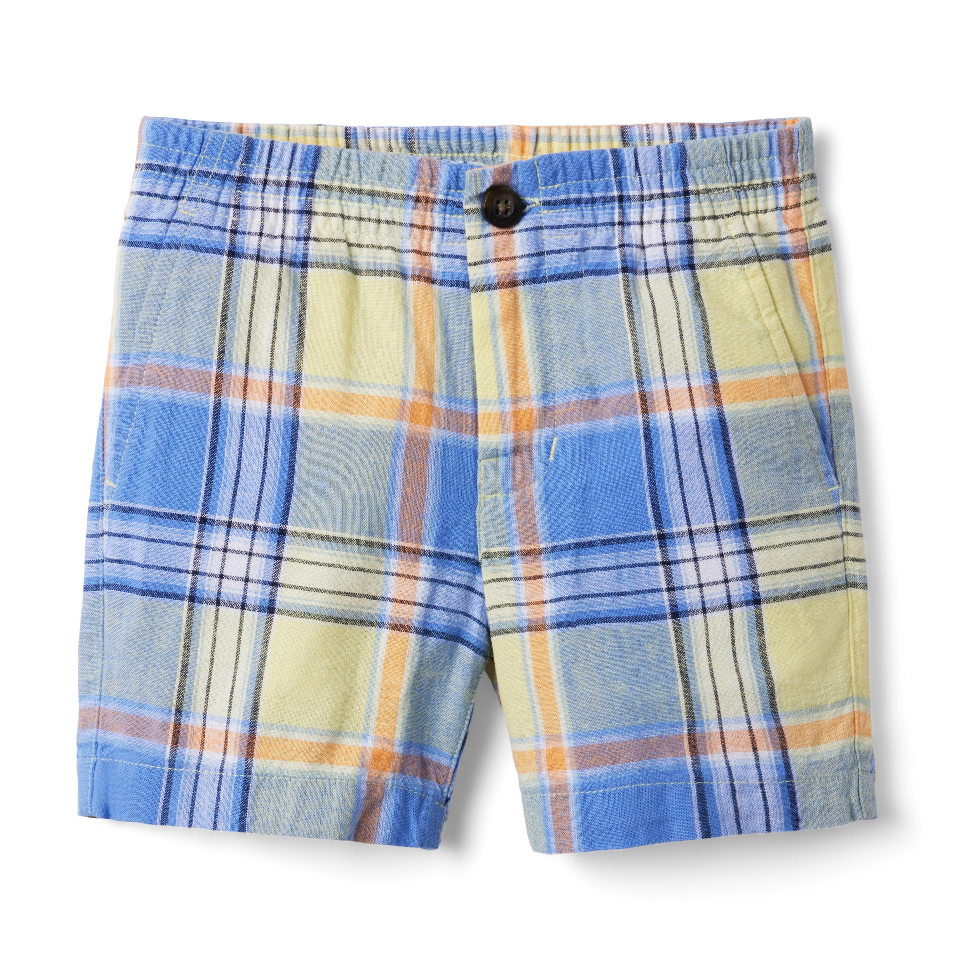 Plaid Linen Pull-On Short  image number 0