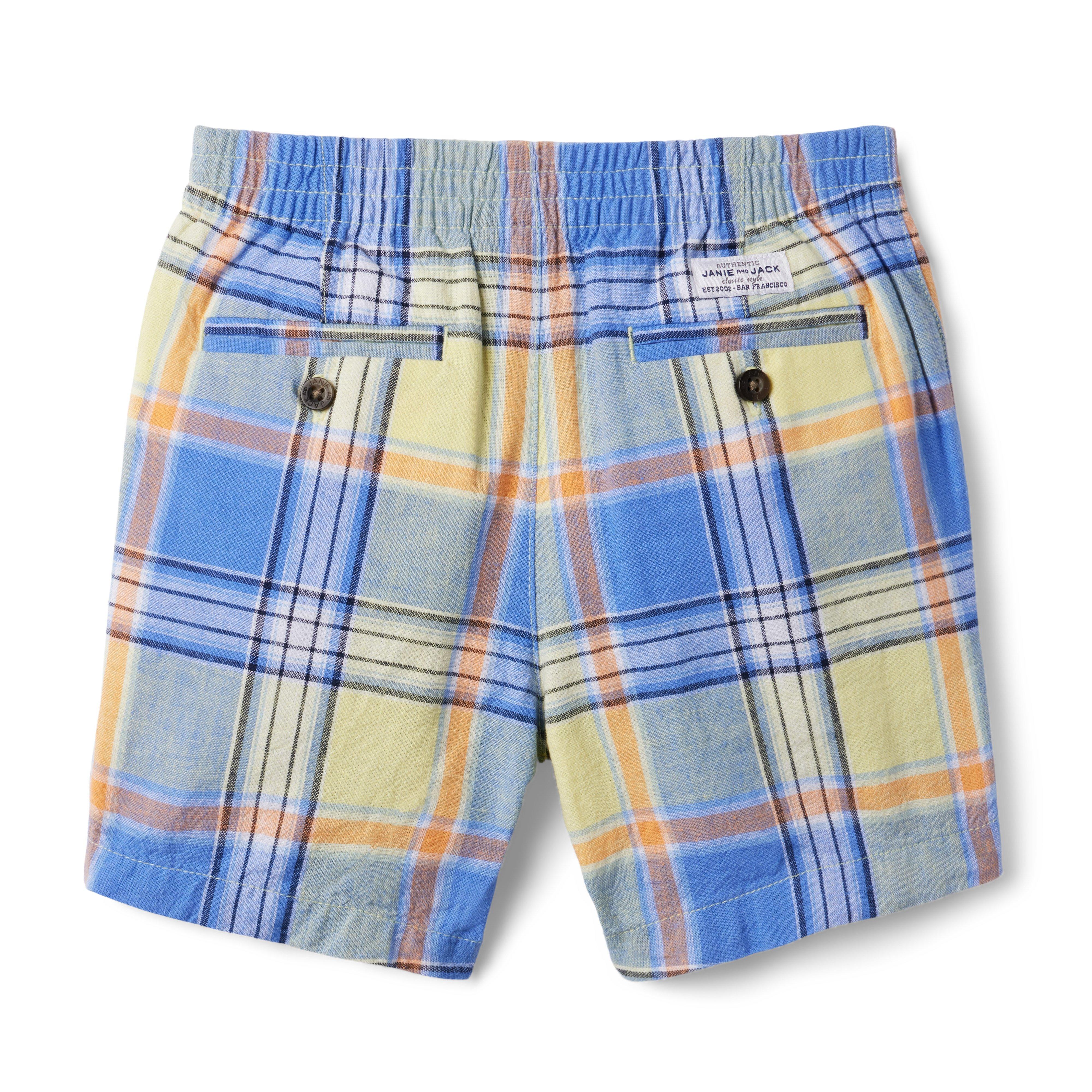Plaid Linen Pull-On Short  image number 1