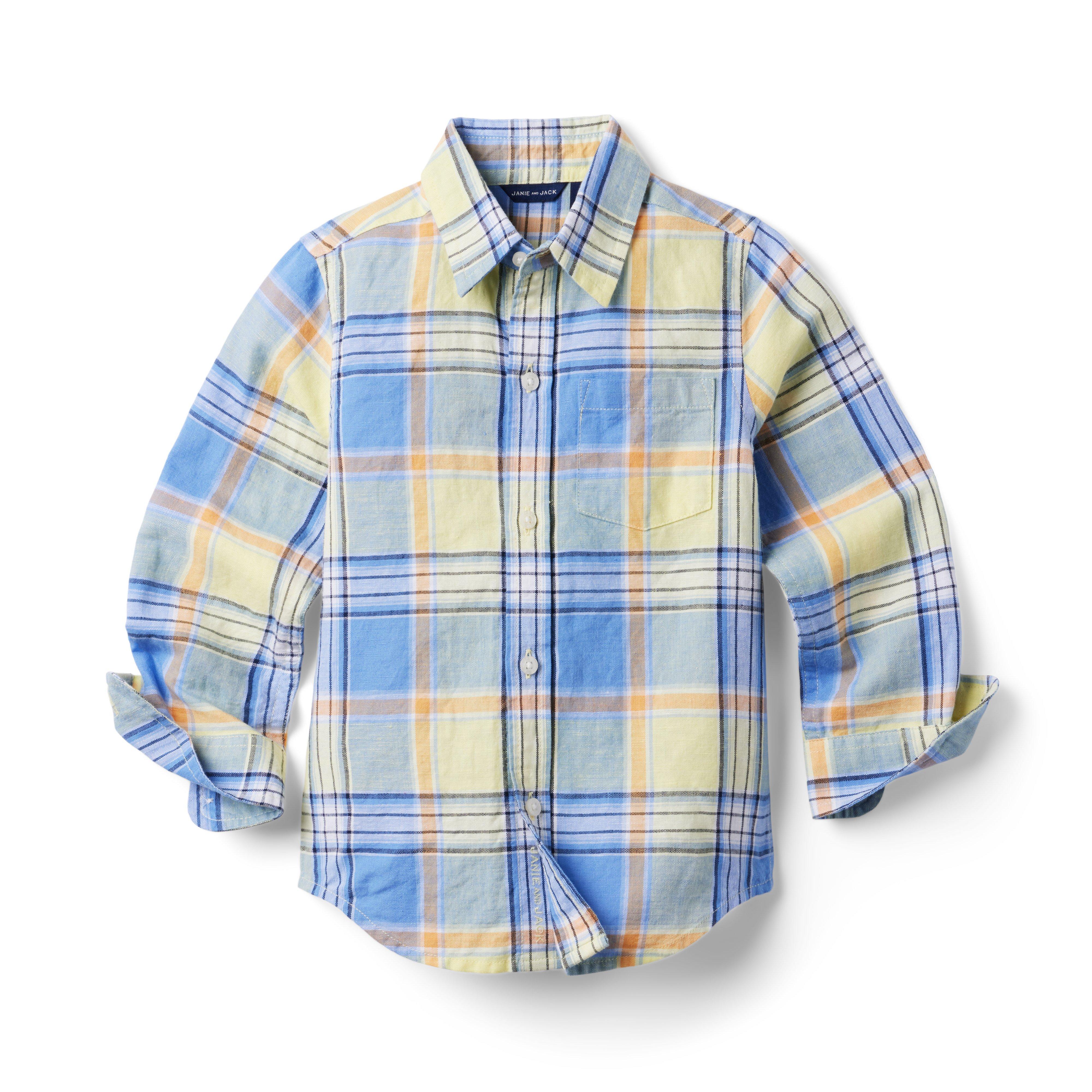 Plaid Linen Roll-Cuff Shirt image number 2