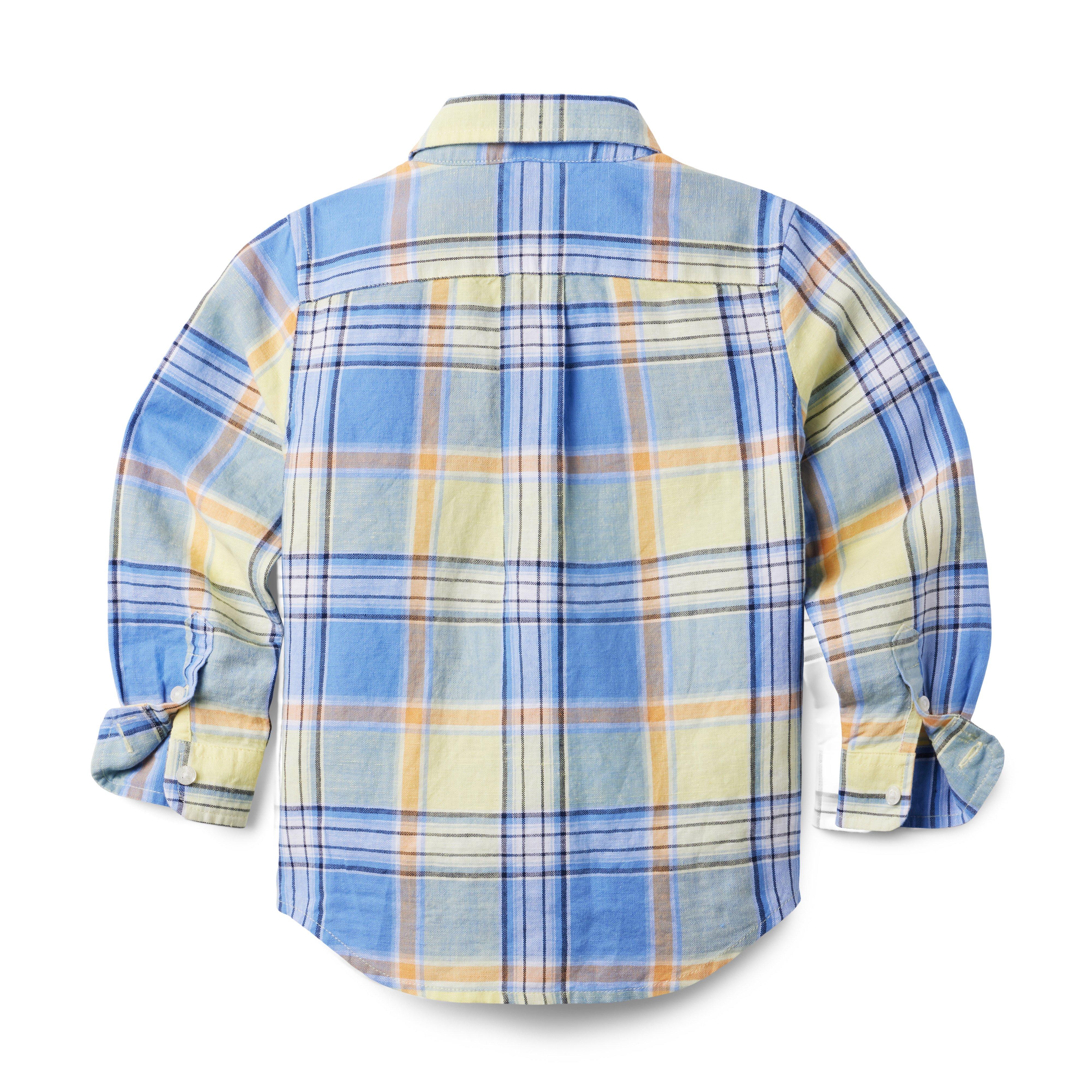 Plaid Linen Roll-Cuff Shirt image number 1
