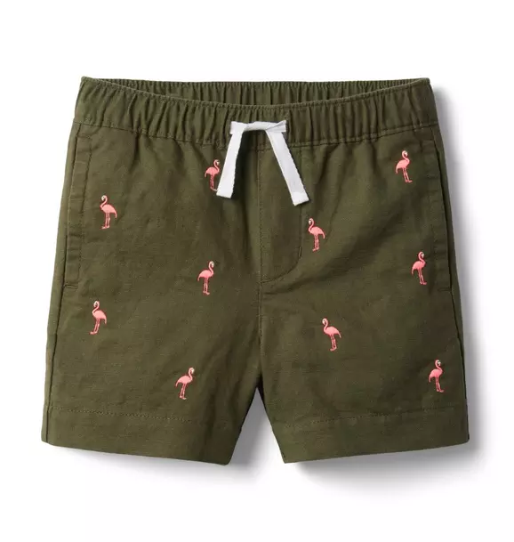 Flamingo Linen Pull-On Short