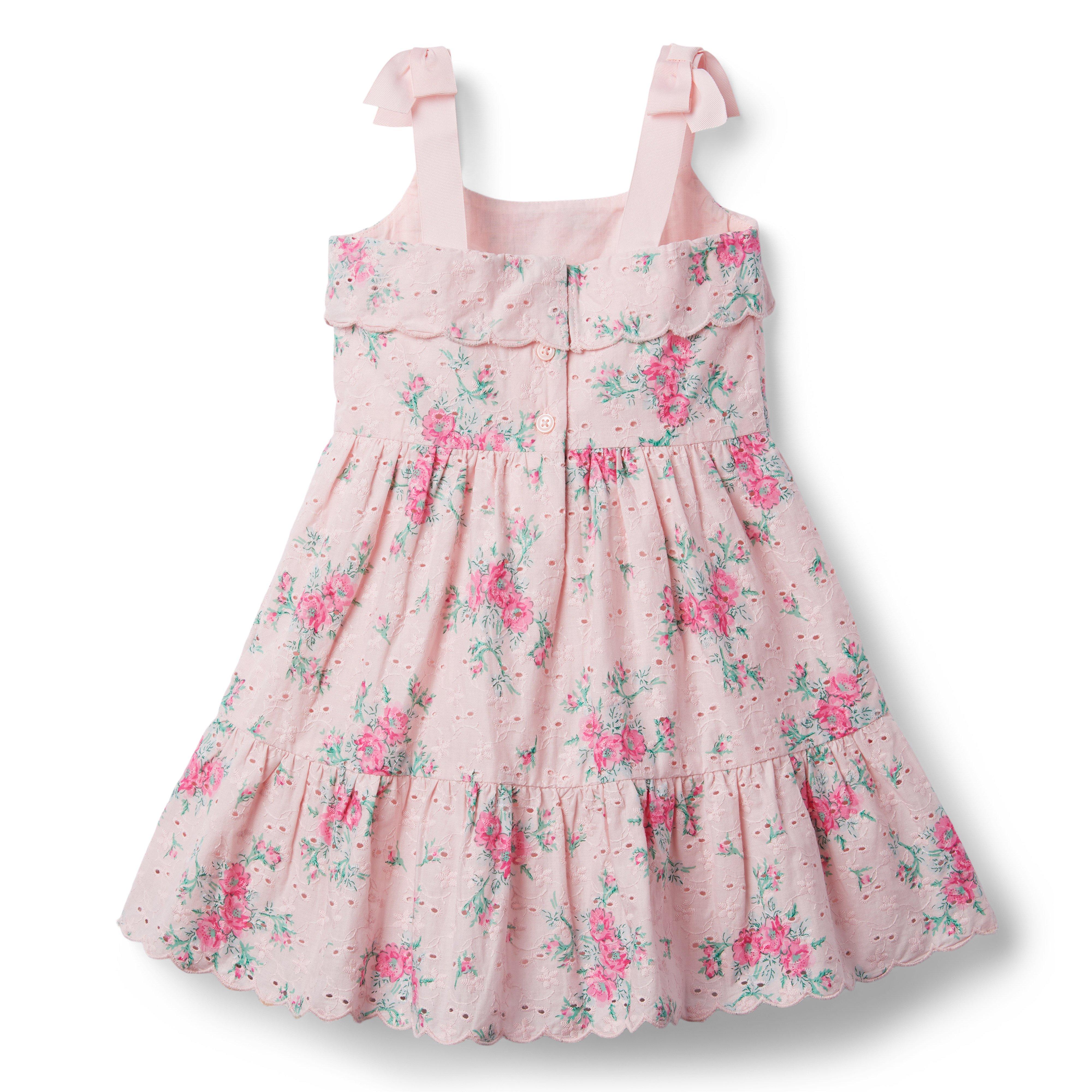 Rose Printed Eyelet Embroidered Cami Denim Dress in Pink - Retro, Indie and  Unique Fashion