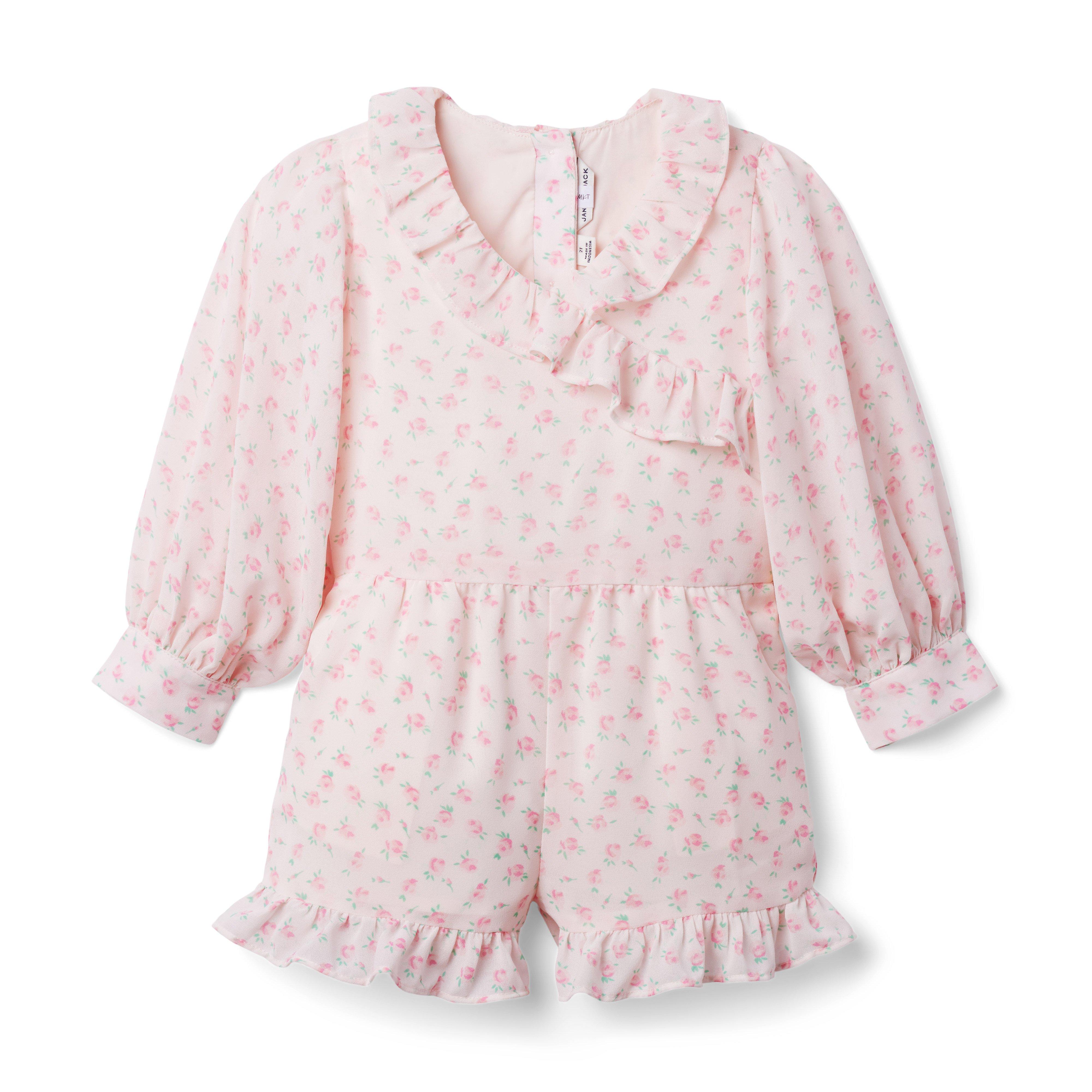 Floral Ruffle Trim Romper image number 1