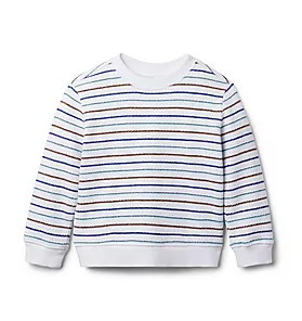 Textured Striped French Terry Sweatshirt