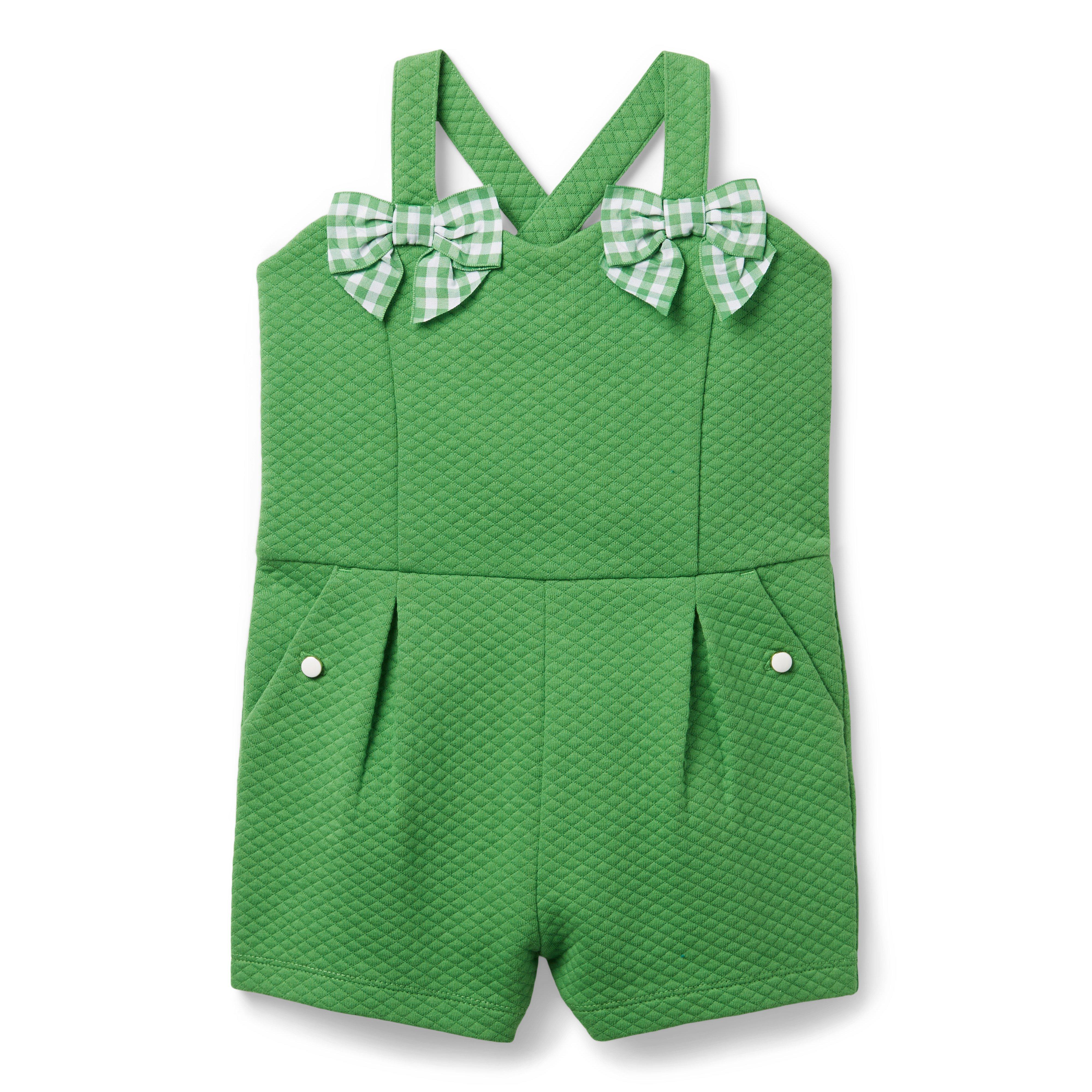 Quilted Gingham Bow Romper image number 0