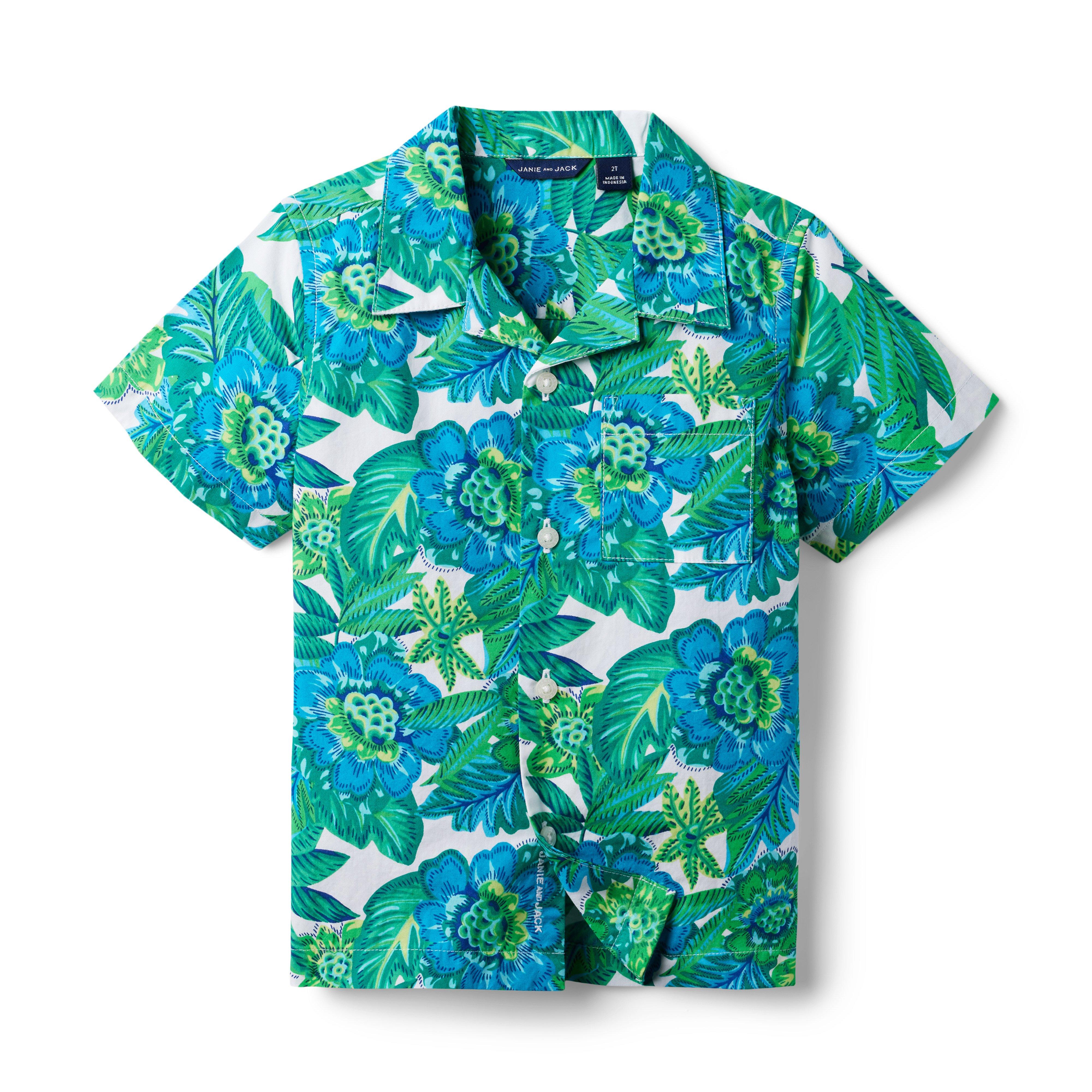 Tropical Floral Poplin Cabana Shirt