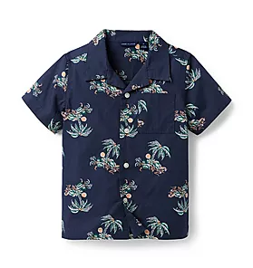 Island Palm Poplin Cabana Shirt