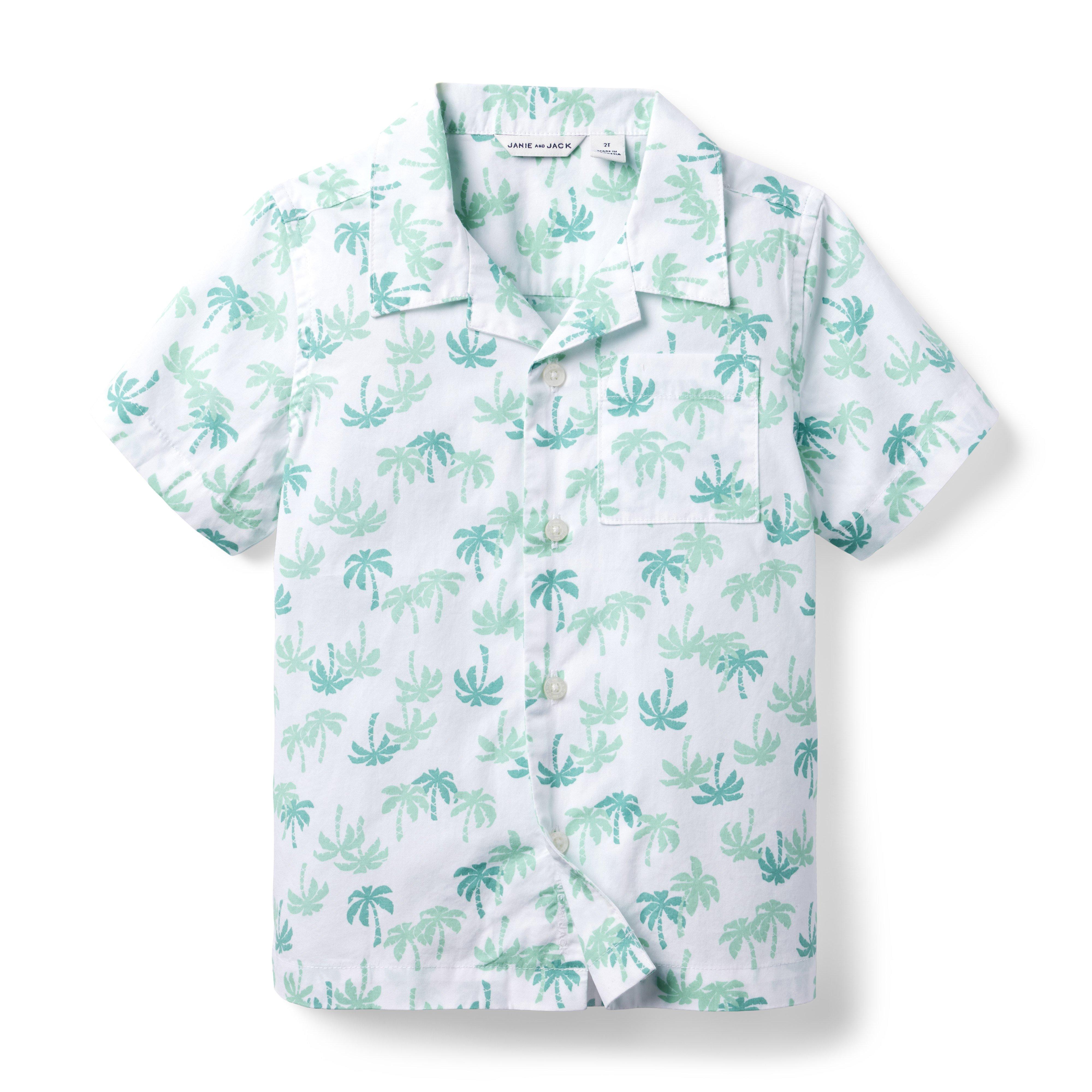Palm Tree Poplin Cabana Shirt