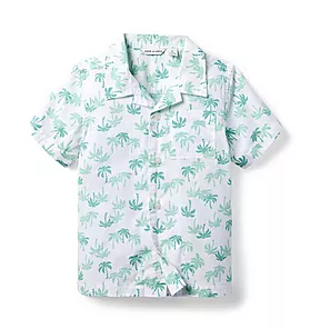 Palm Tree Poplin Cabana Shirt