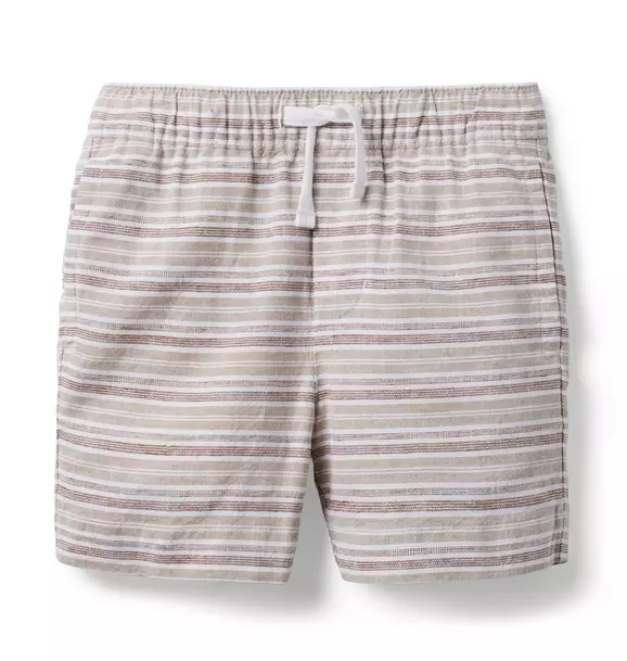 Striped Linen Pull-On Short