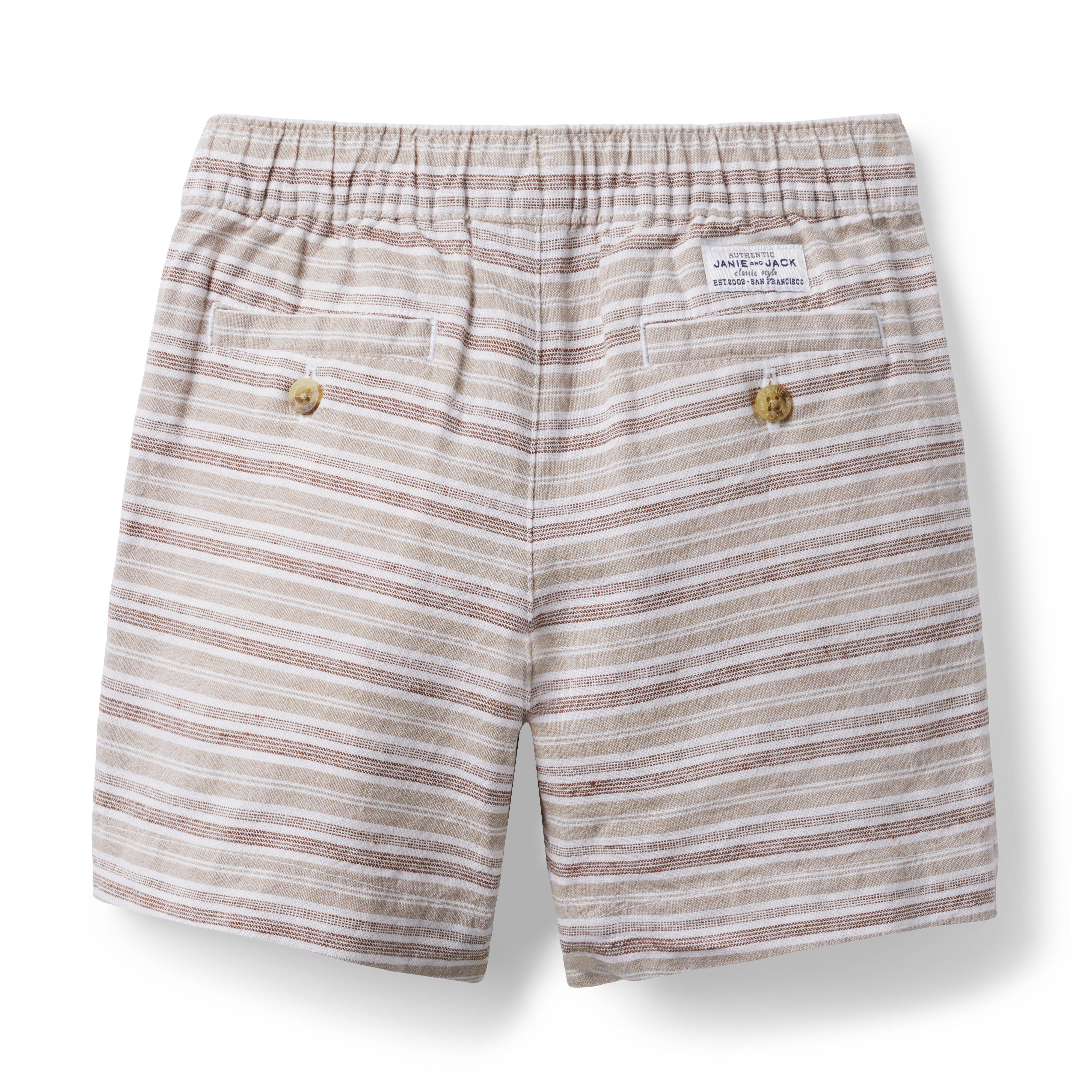 Striped Linen Pull-On Short image number 1