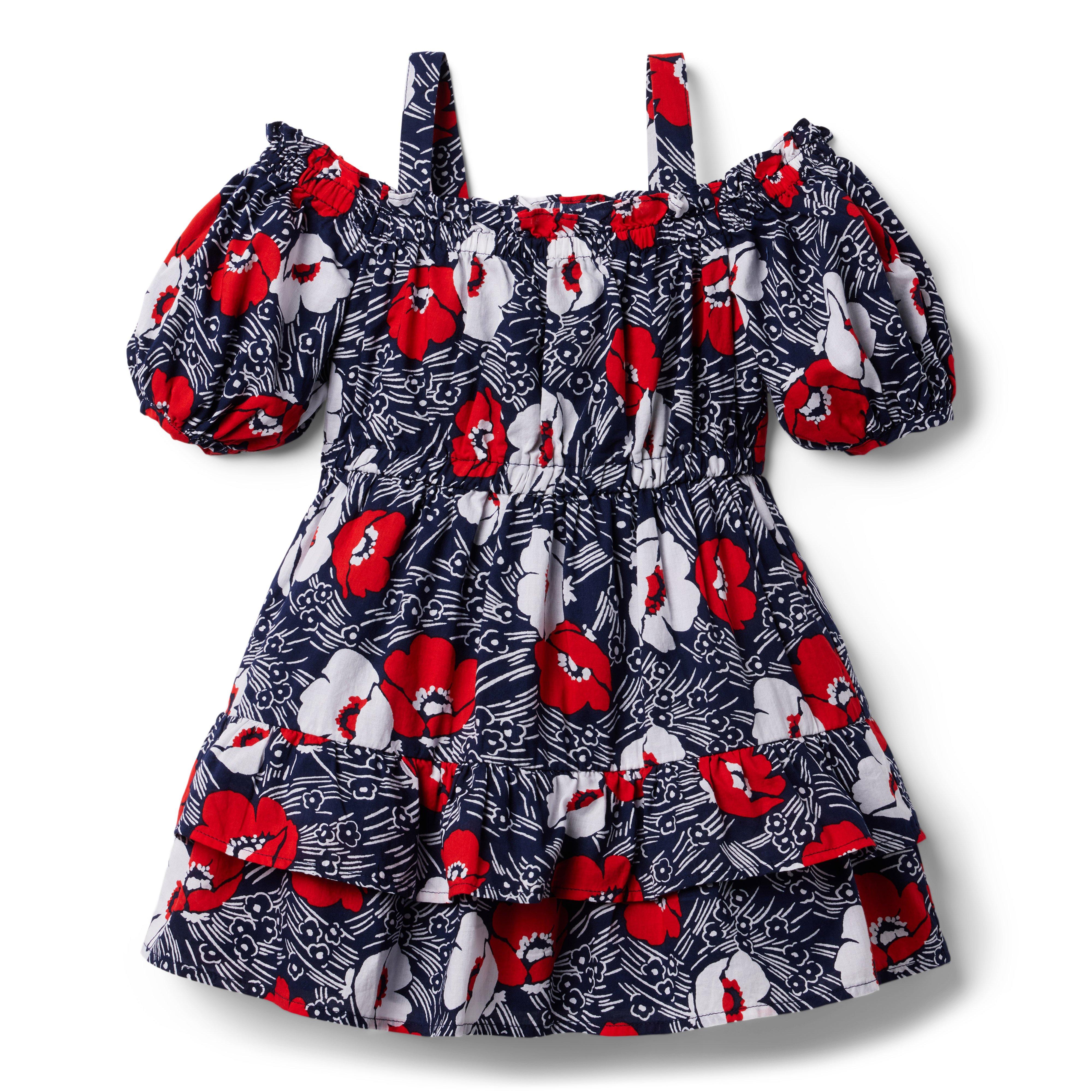 Floral Cold Shoulder Puff Sleeve Dress
