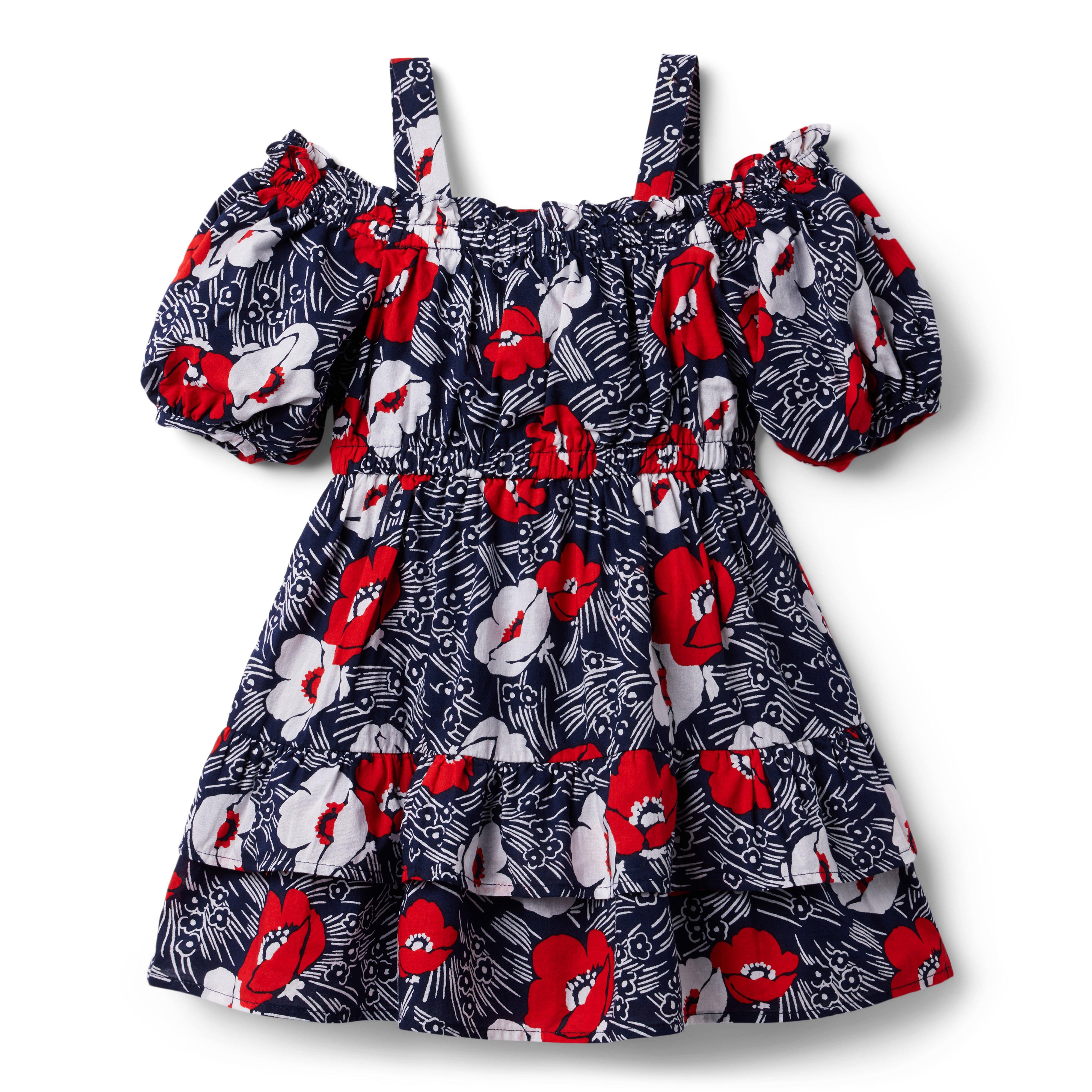 Floral Cold Shoulder Puff Sleeve Dress image number 1