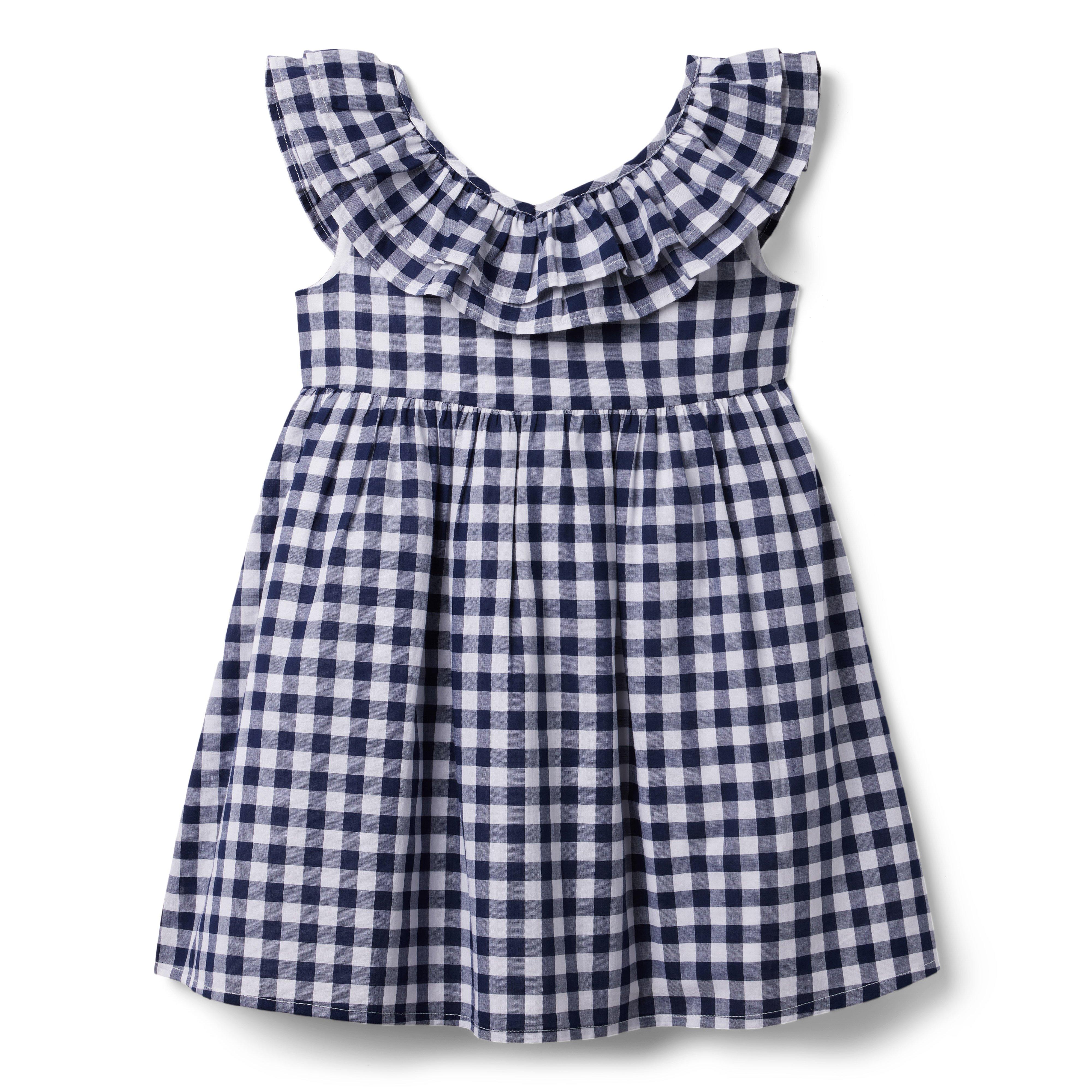 Girl Merchant Marine Gingham Gingham Double Ruffle Dress by Janie and Jack