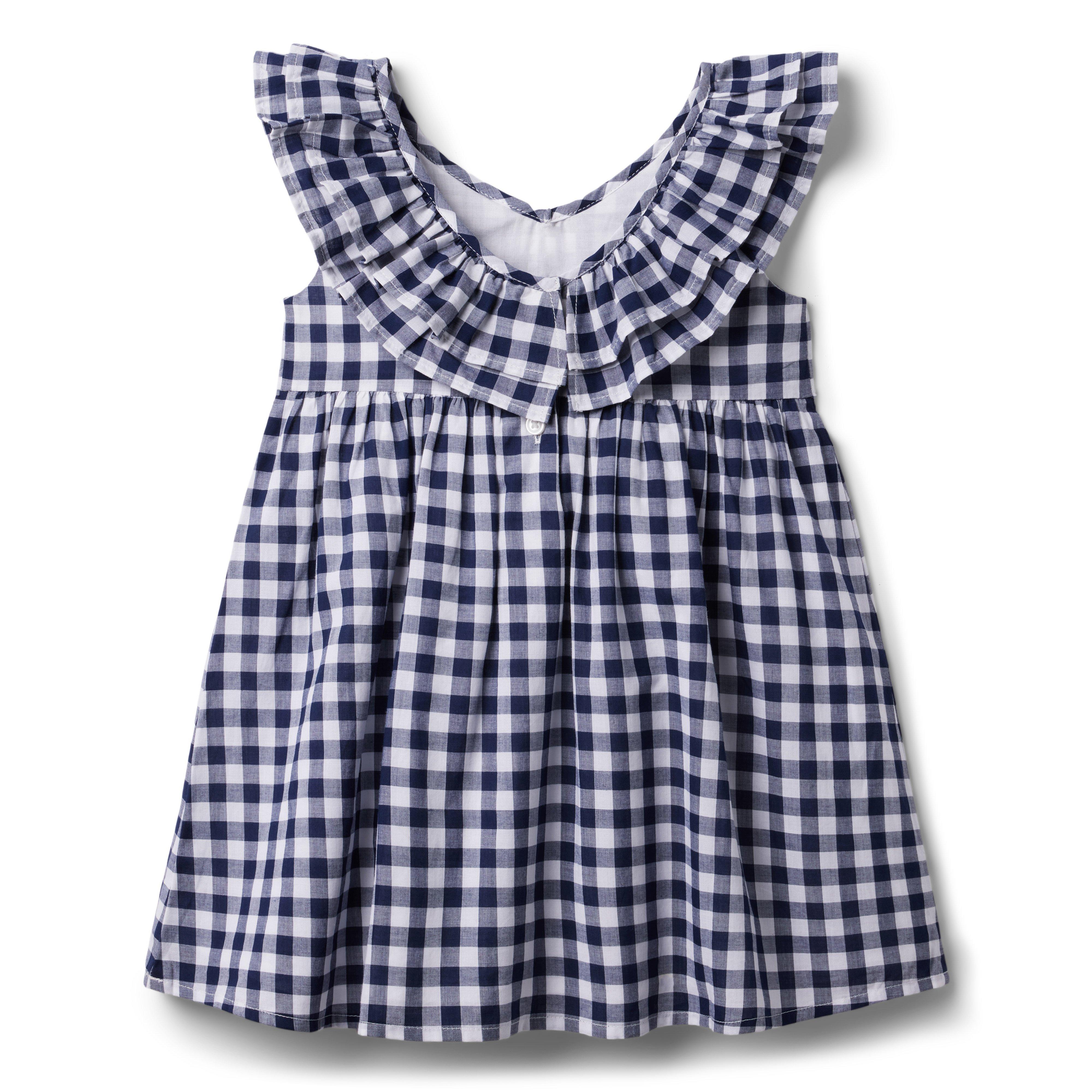 Girl Merchant Marine Gingham Gingham Double Ruffle Dress by Janie and Jack