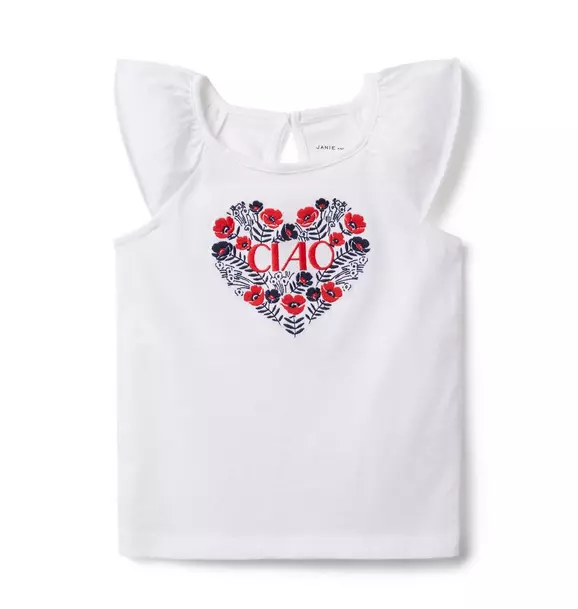 Embroidered Ciao Heart Jersey Tee 