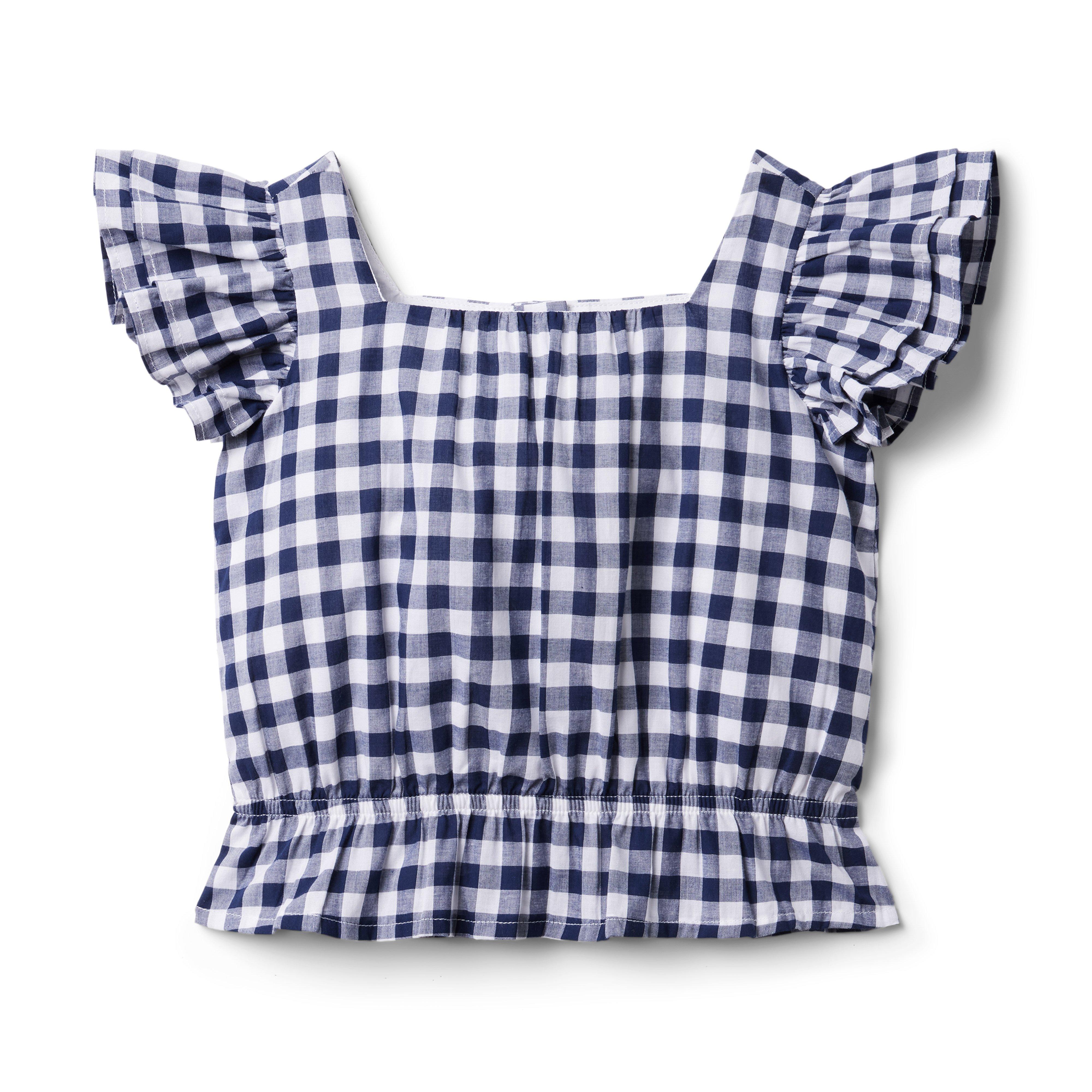 Gingham Ruffle Sleeve Top