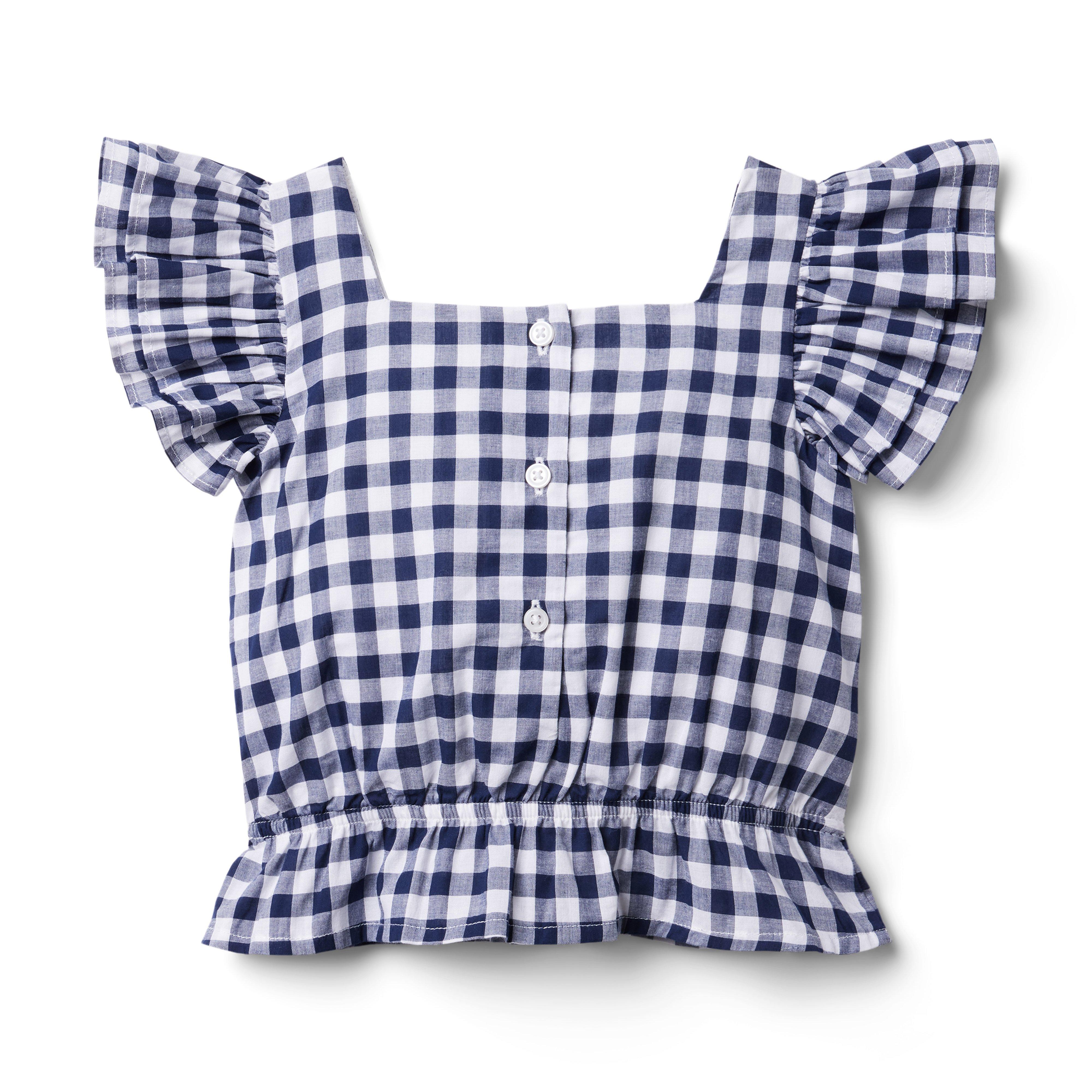 Gingham Ruffle Sleeve Top image number 1