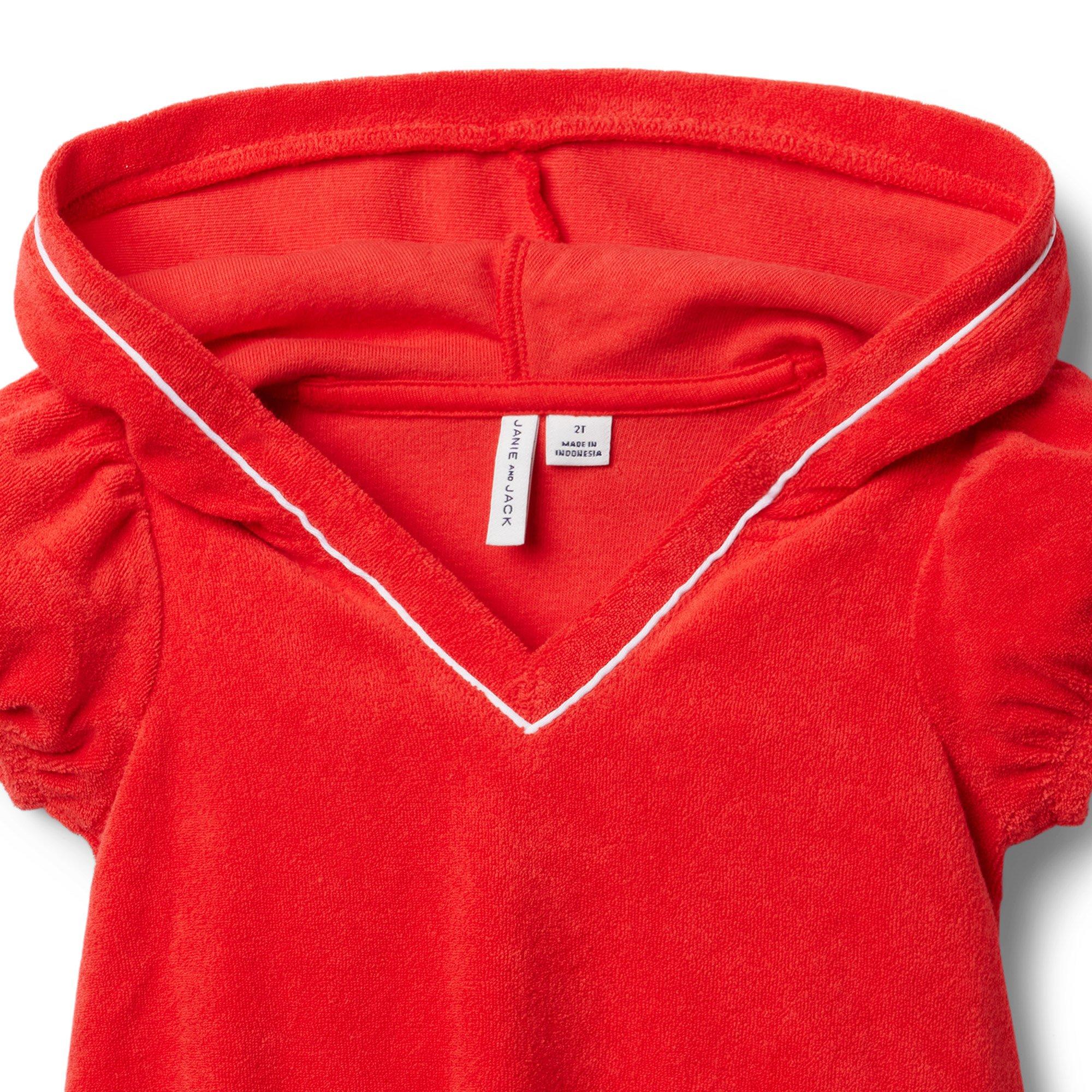 Girl Moto Red Hooded Terry Puff Sleeve Cover-Up by Janie and Jack
