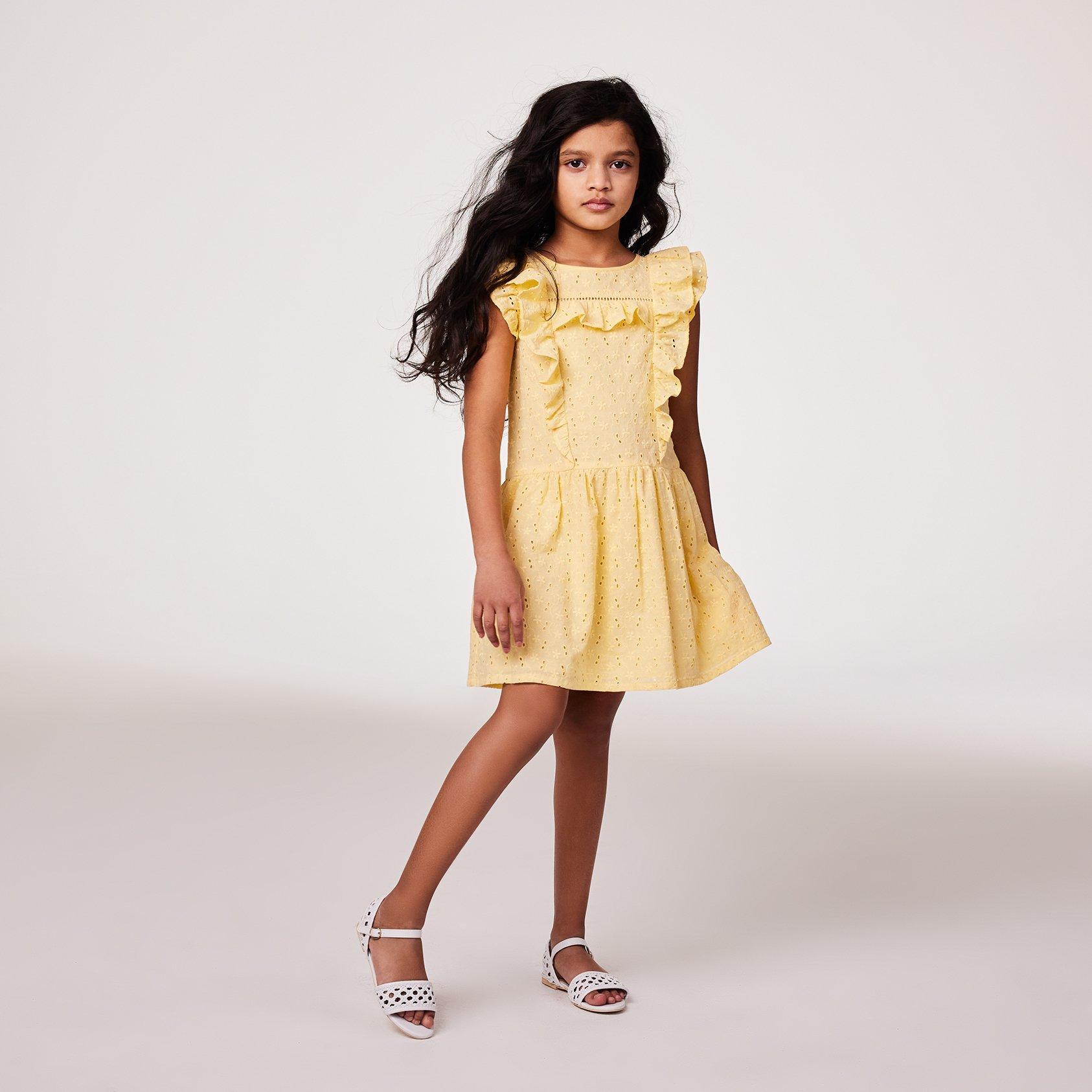 Ruffle Trim Eyelet Dress