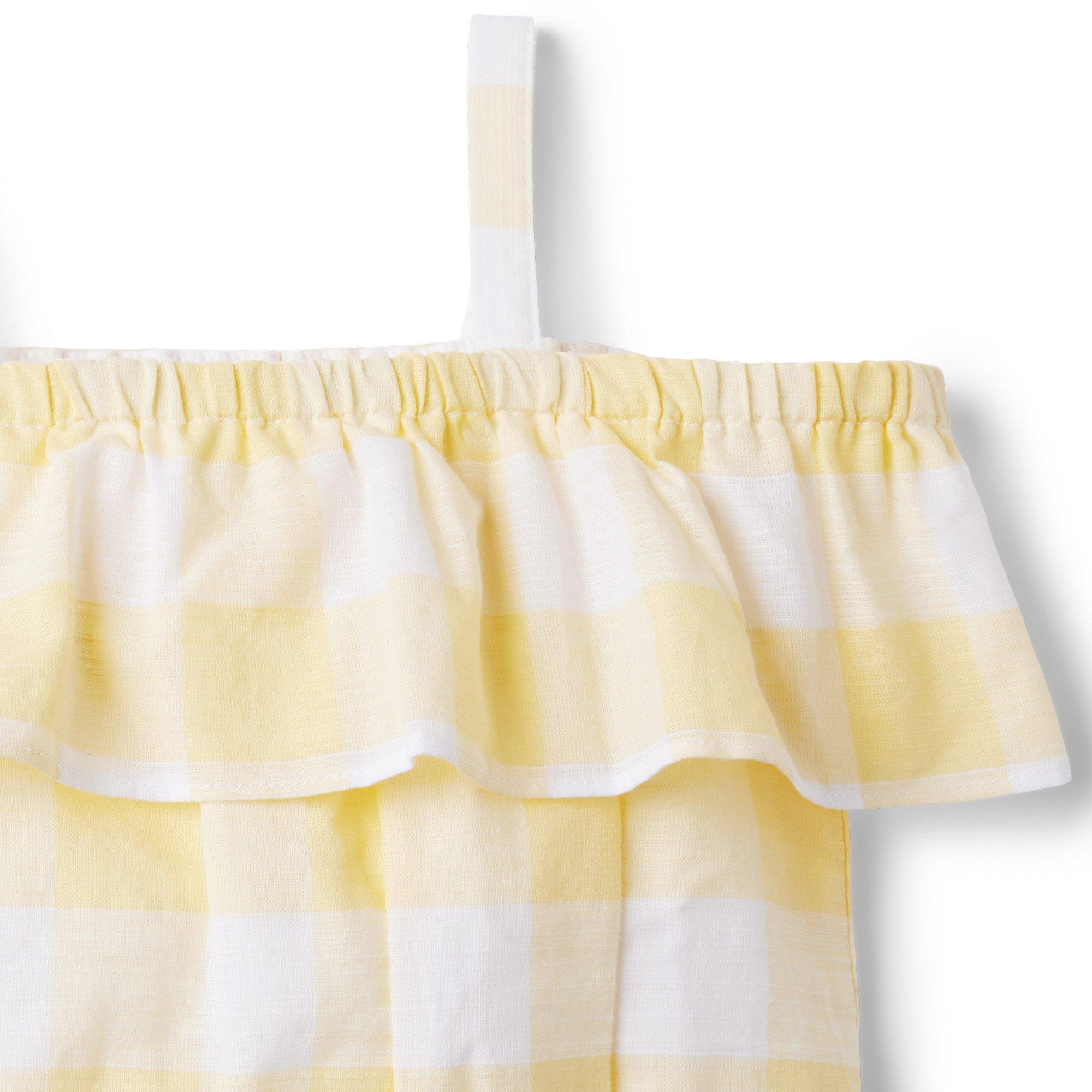 Gingham Cropped Cold Shoulder Top image number 2