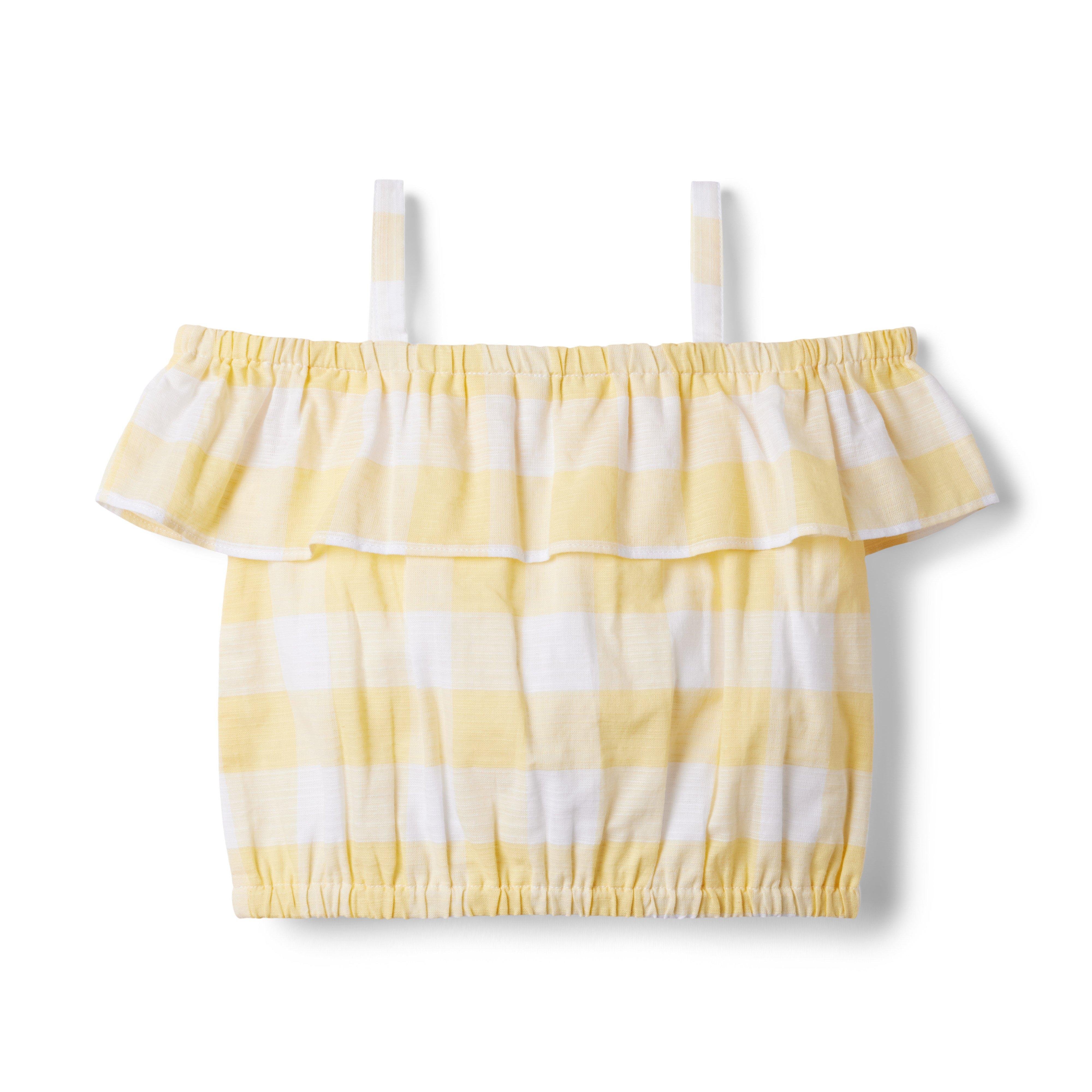 Gingham Cropped Cold Shoulder Top image number 1
