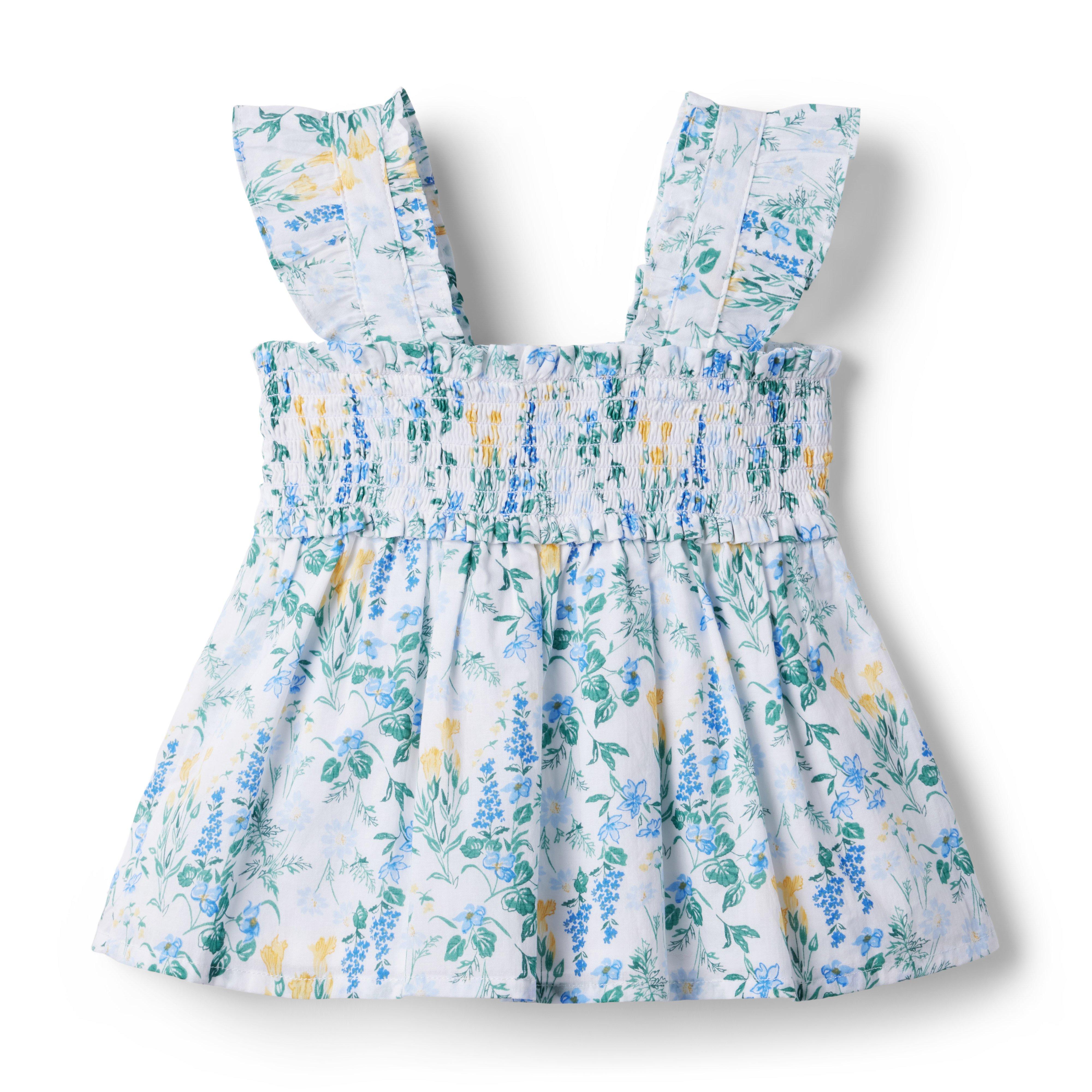 Floral Smocked Ruffle Sleeve Top image number 1