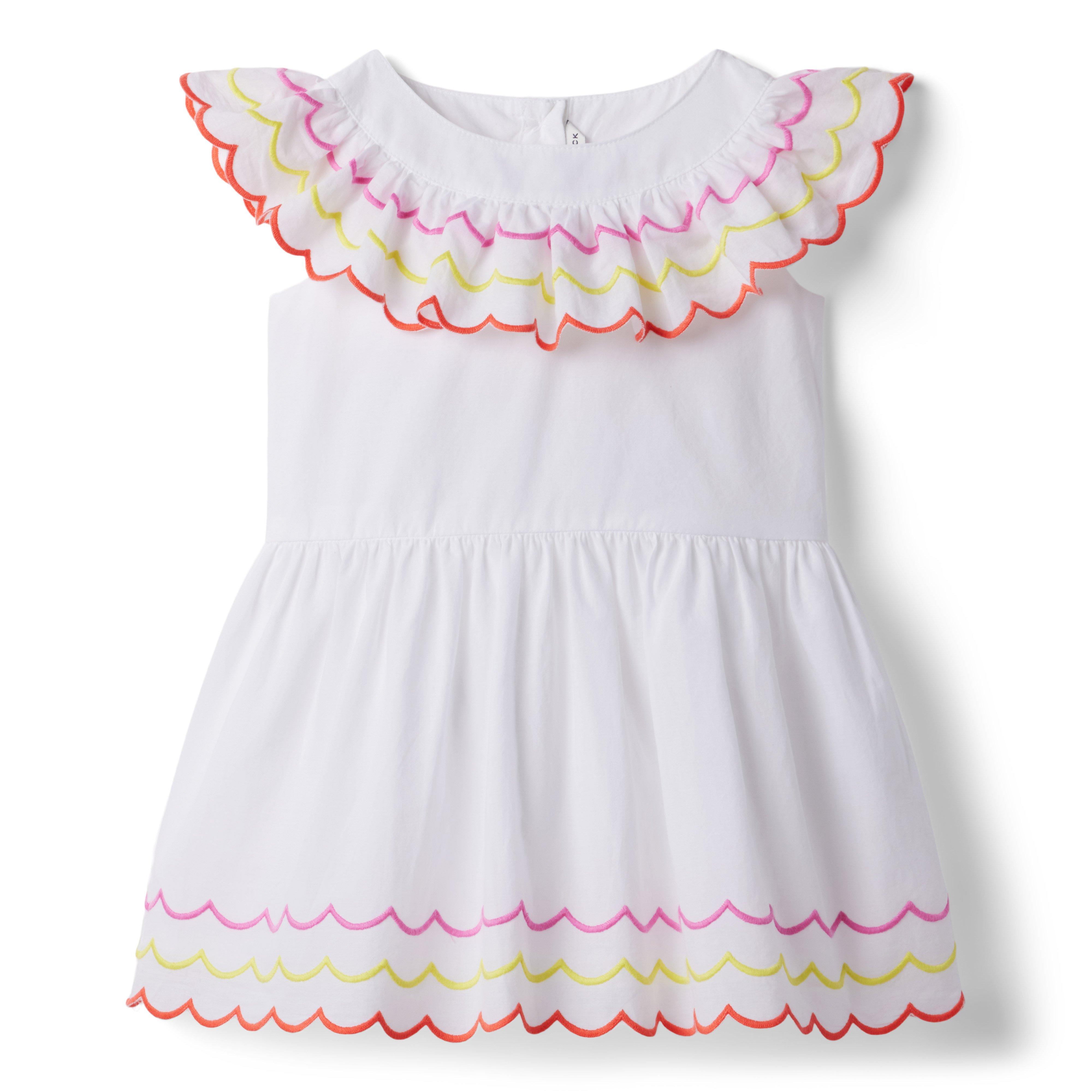 Embroidered Scalloped Ruffle Dress image number 1