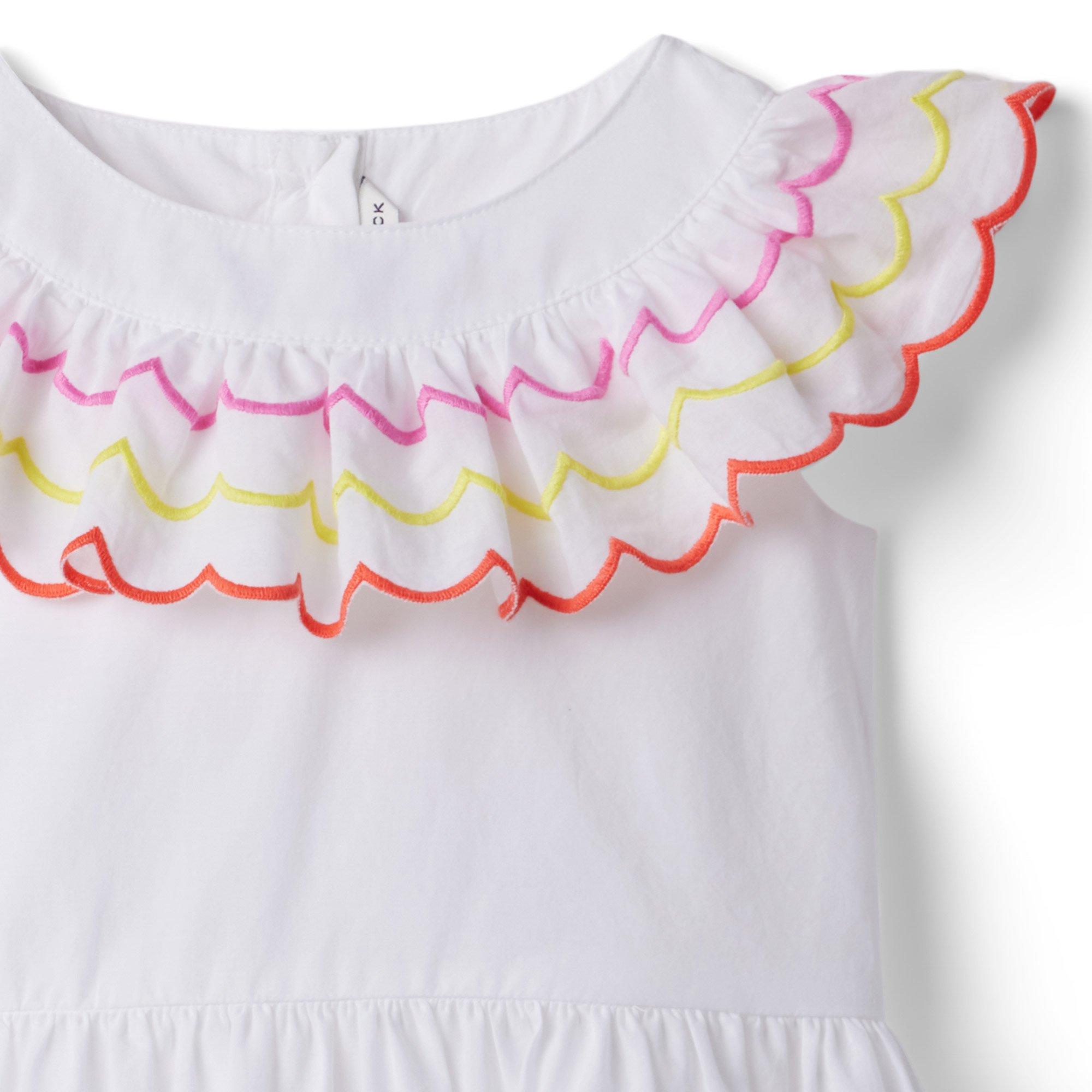 Embroidered Scalloped Ruffle Dress image number 3